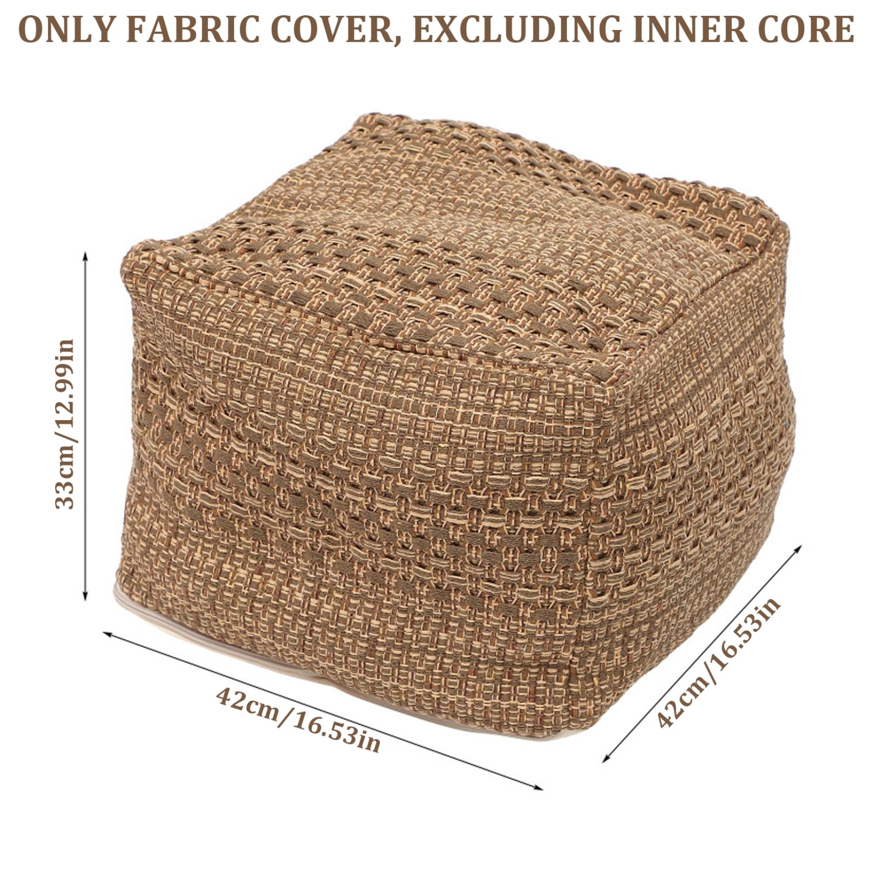 Funda para puf, reposapiés para sala de estar, 17 x 17 x 13 pulgadas, cuadrada, étnico, funda otomana, puf de lino de algodón, reposapiés para sofá para dormitorio