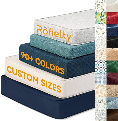 ROFIELTY Cojín de banco con diseño de ribetes – Cojín de asiento de muebles de interior/exterior para columpios de porche, asientos de ventana,