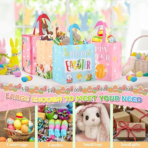 Miniatura 4 de duludulu 6 bolsas de Pascua, bolsas de regalo de Pascua, bolsas de caza de huevos de Pascua para niños, bolsas de Pascua con asas, bolsas de Pascua