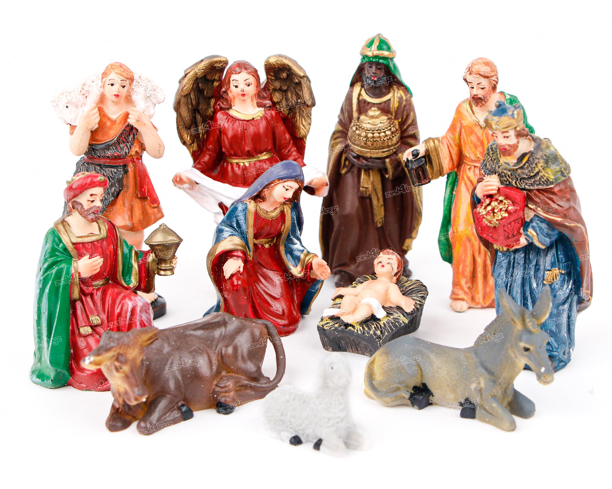Zest 4 Toyz 11pcs Nativity Statue Scene Set Holy Manger Christmas Crib Figurines Miniatures Ornament Church Gift Home Decorations