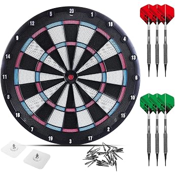 CyeeLife - Pink Soft Dart Board Dartboard + 6 Darts (15g) + 6 Non-marring Hooks + 30 Black Tips