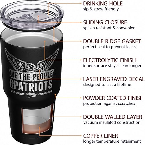 Vista 335 de We The People Holsters - Vaso térmico de 30 onzas, Únete o Muere, Negro