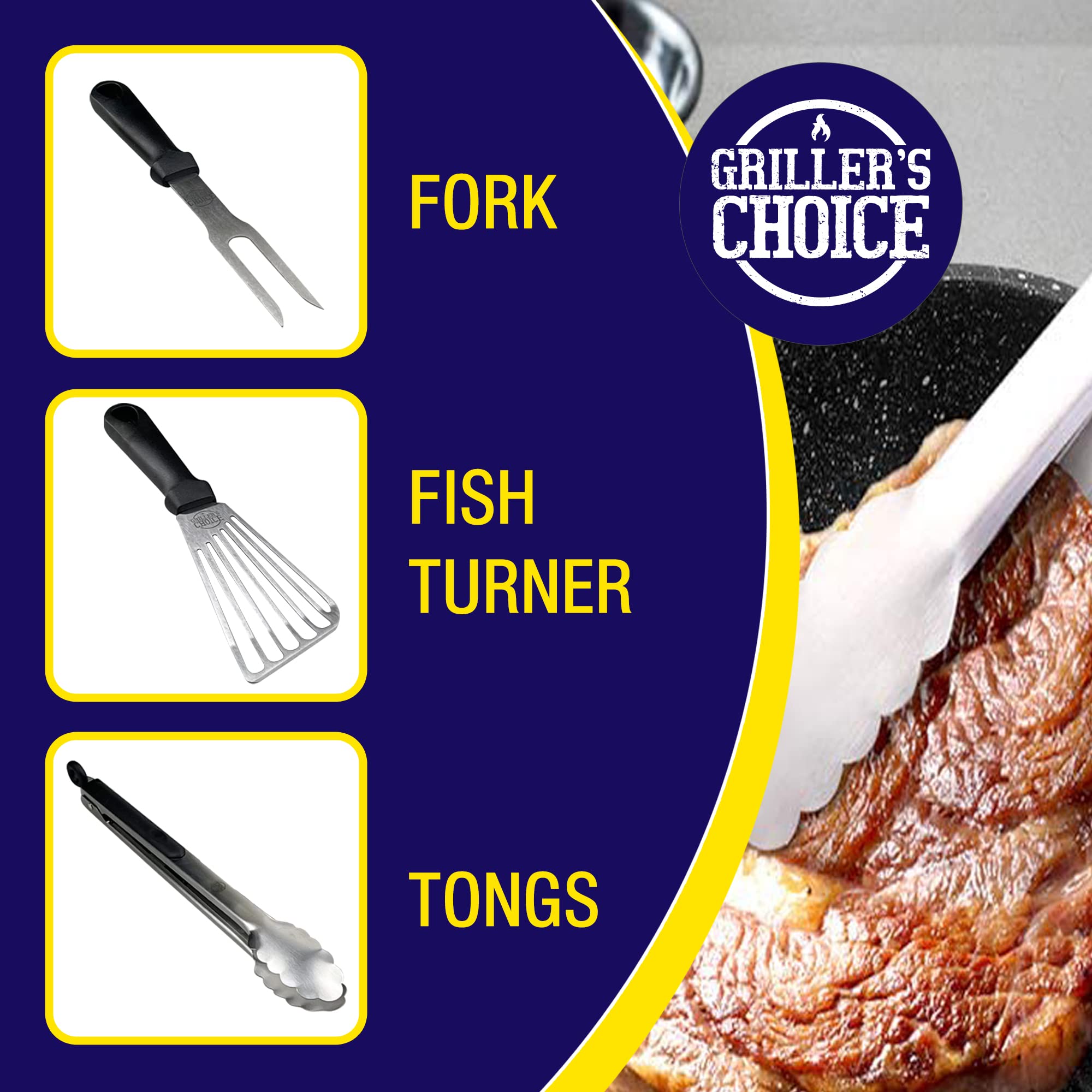 Grillers Choice Zestaw akcesoriów do grilla metalowych szpatułek - przemysłowa wytrzymała stal nierdzewna, płaska, grill, wewnątrz i na zewnątrz, hibachi, naczynia do grillowania - zaprojektowane przez szefa kuchni i grilla (32)
