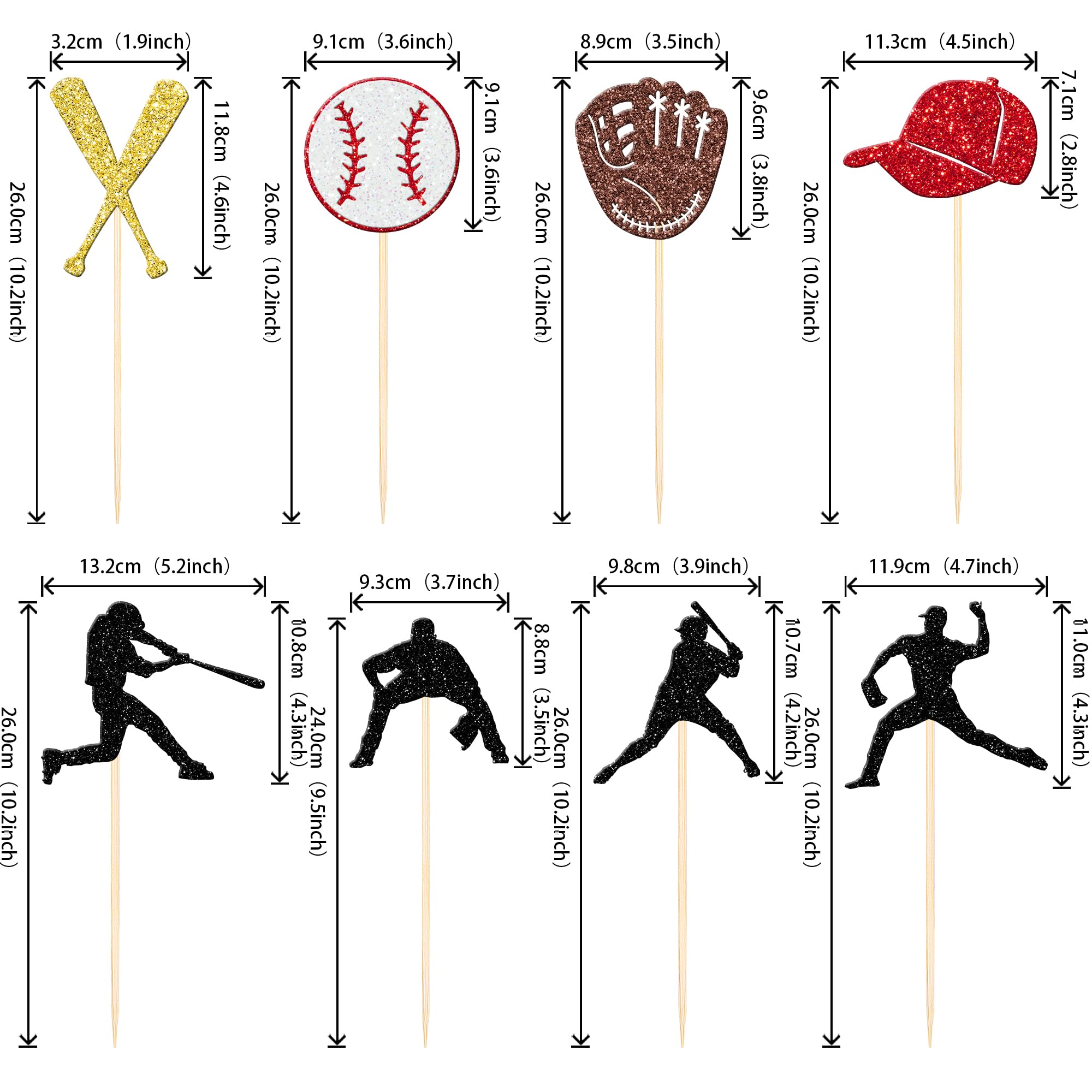 16 PCS Baseball Centerpiece Sticks Double Sided Baseball Players Sports Theme Table Flower Centerpieces Sticks for Baseball Theme Baby Shower Kids Birthday Party Centerpiece Decorations Supplies