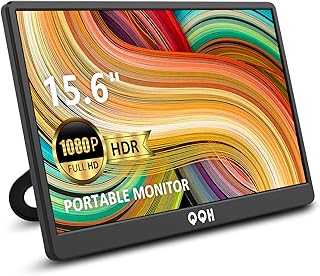 QQH Portable Travel Monitor for Laptop, 15.6" 1080P FHD IPS Second Screen, USB C HDMI External Gaming Monitor Display for Computer Phone PC MAC PS4 Switch, Foldable Kickstand