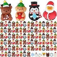 Vista 1 de Jerify 24 piezas de patos de goma de Navidad, oso, pingüino, perro, juguetes a granel, alivio del estrés, mochi, medias de Navidad, bolsas