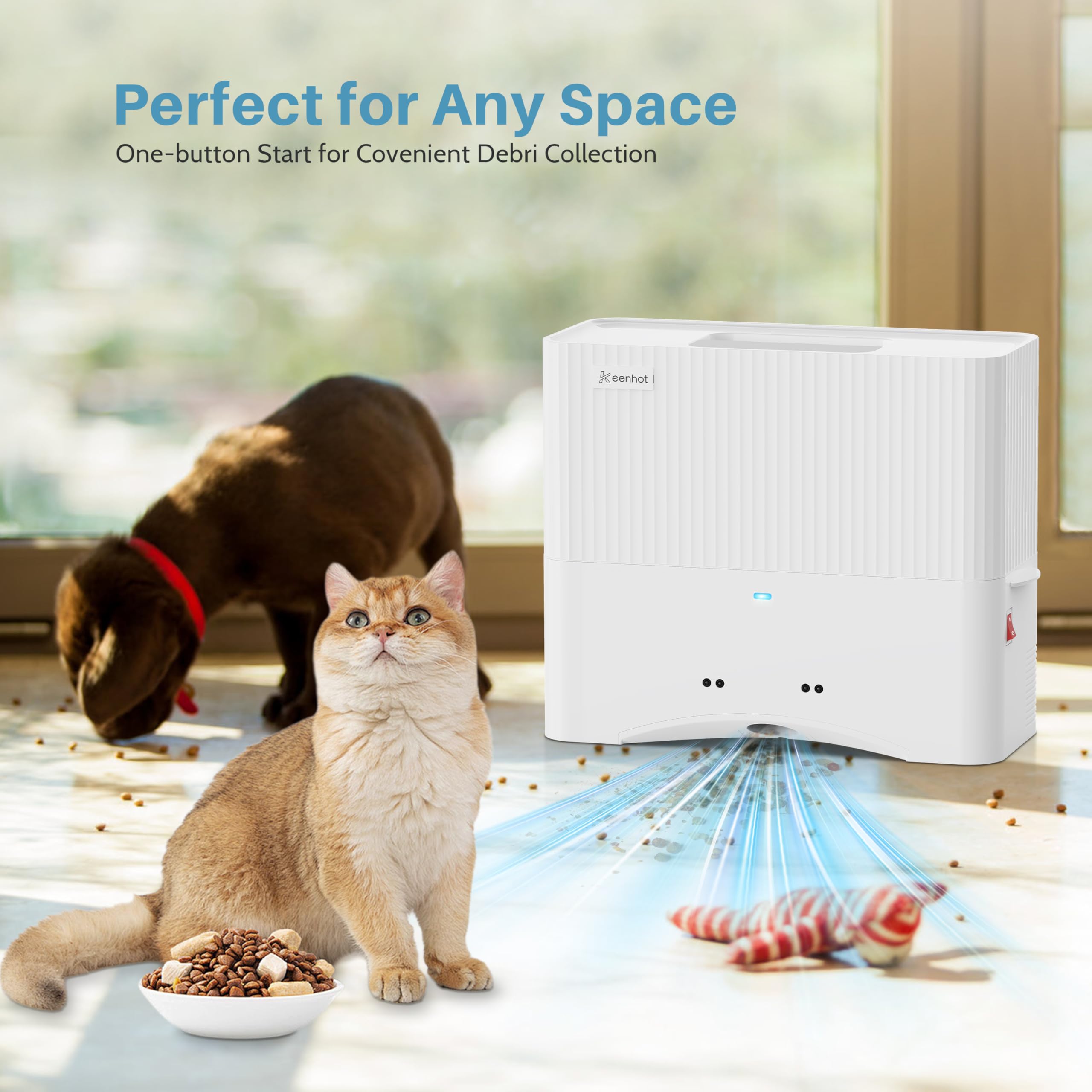 Keenhot Touchless Vacuum Automatic Dustpan, Stationary Canister Vacuums for Salons Pet Hair Food Dirt, Home Kitchen Compact Space-Saving Electric Dustpan Vacuum Cleaner, 17000Pa Strong Suction（White） - 5