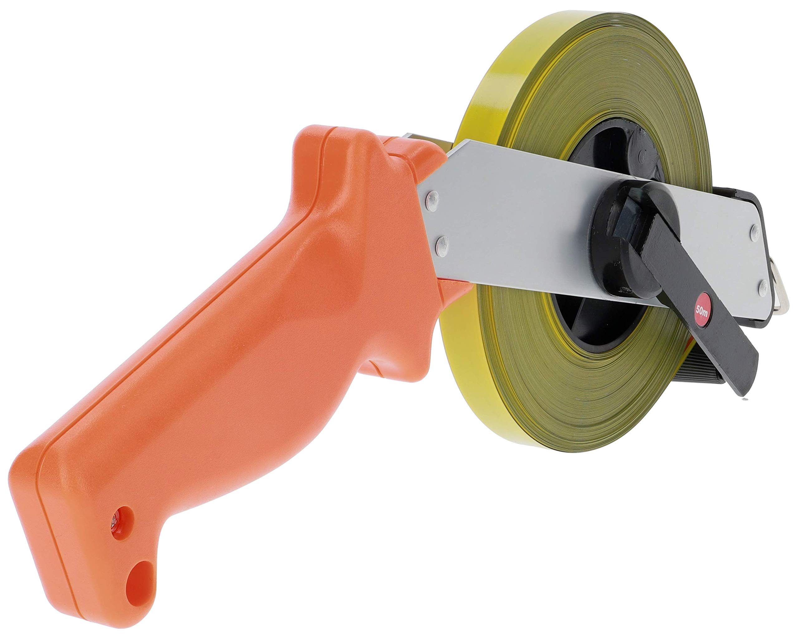 PRODIAMANT® Stahl Maßband 50m [MAßBANDBREITE 13MM] - Bandmaß - Rollbandmaß mit Zentimeter & Millimeter Skala - klappbare Kurbel - Robust & Rostgeschützt - Messungen für Profis & Heimwerker - Langlebig
