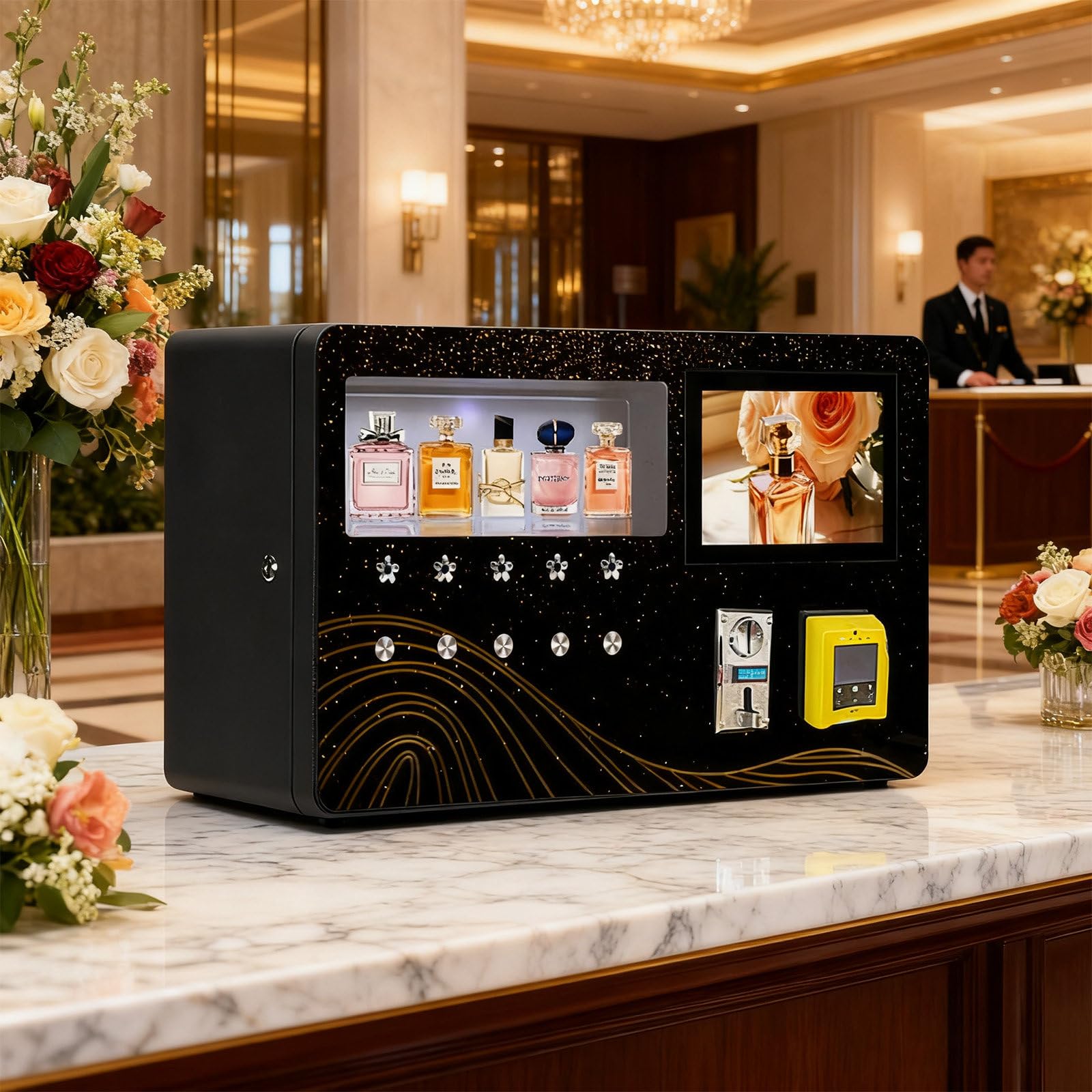 Distributore automatico di profumo con touchscreen e pagamenti di monete/carte, distributore automatico di profumo per uso commerciale in hotel, centri commerciali, palestre