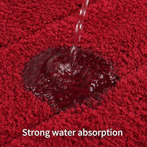 Miniatura 4 de Juego de 3 alfombras de baño, con alfombra de inodoro en forma de U de 20 x 28 pulgadas, ultra absorbente y súper suave al tacto, antideslizante,