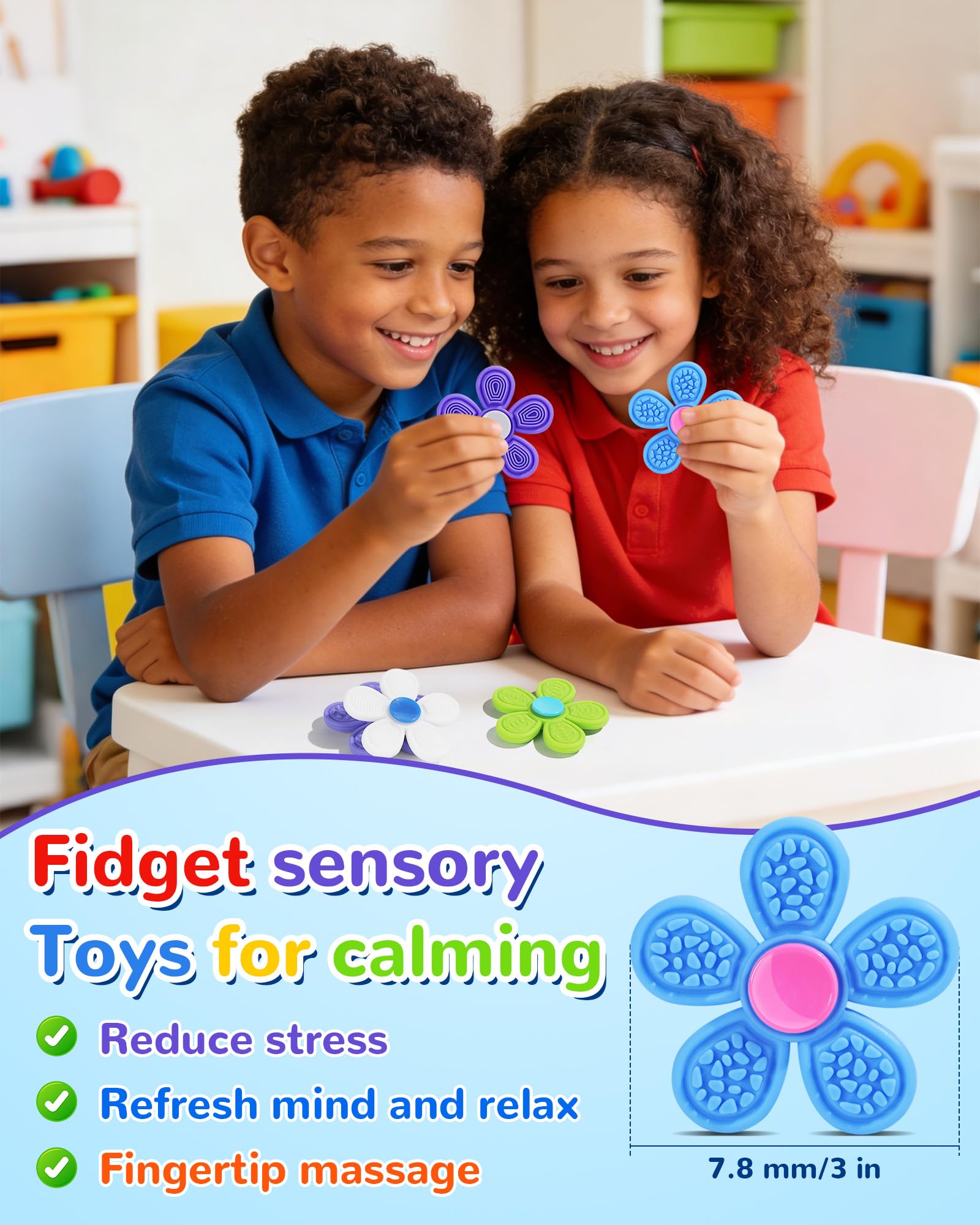 SCIONE 6 Pack Silicone Fidget Spinners, Textured Sensory Hand Spinner Set for Kids & Adults - Image 3