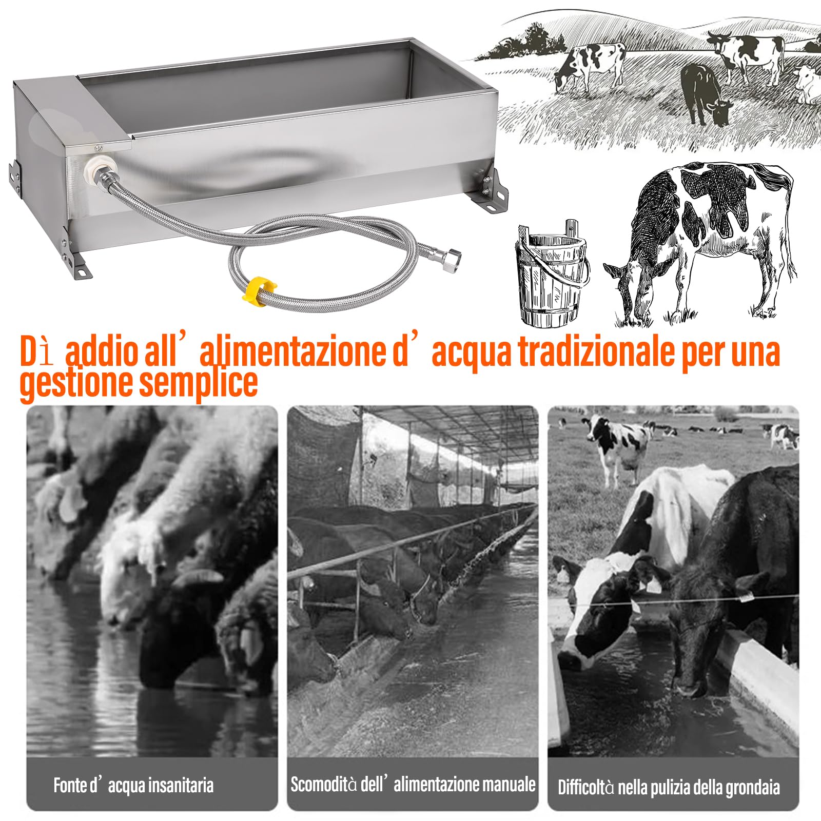Abbeveratoio Per Cavalli in Acciaio Inox con Valvola a Galleggiante 1/2 Pollice Automatico
