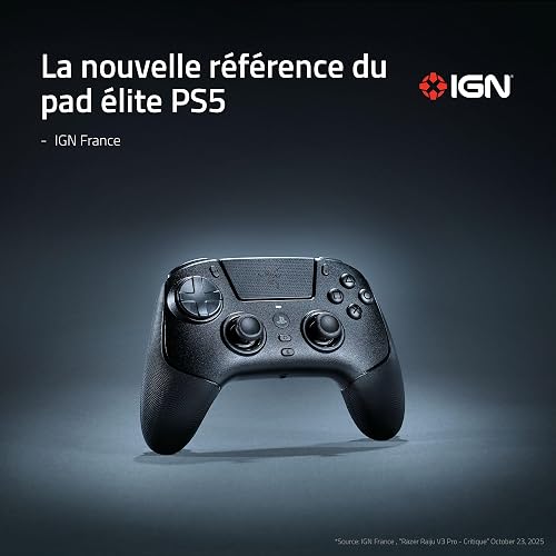Razer Raiju V3 Pro - Manette sans fil pour e-sport pour PlayStation 5 et PC - 4 boutons amovibles & 2 bumpers à prise en griffe - Sticks analogiques TMR - Pro HyperTrigger | Noir - 2