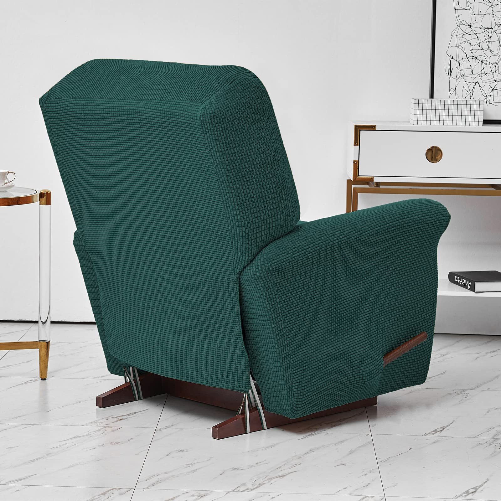 MIFXIN 4-Piece Stretch Recliner Slipcover - Jacquard Fabric, Anti-Slip Fit (Orange)