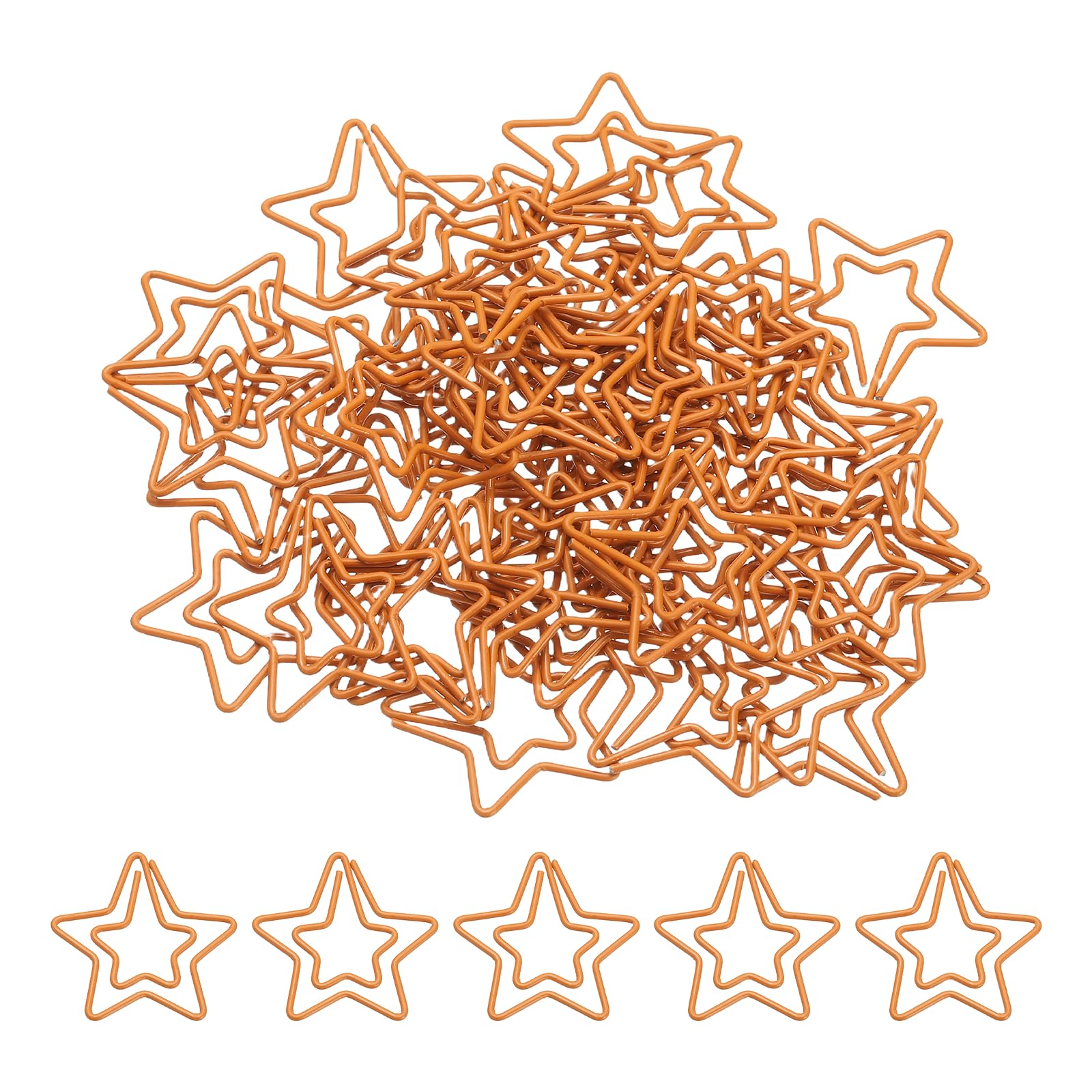 PATIKIL 50pcs Paper Clip, Star Paper Clip Small Cute Rust-Proof Metal Planner Bookmarks for Office Home Rust-Proof Metal Planner Bookmarks for Office Home, 29mm, Orange