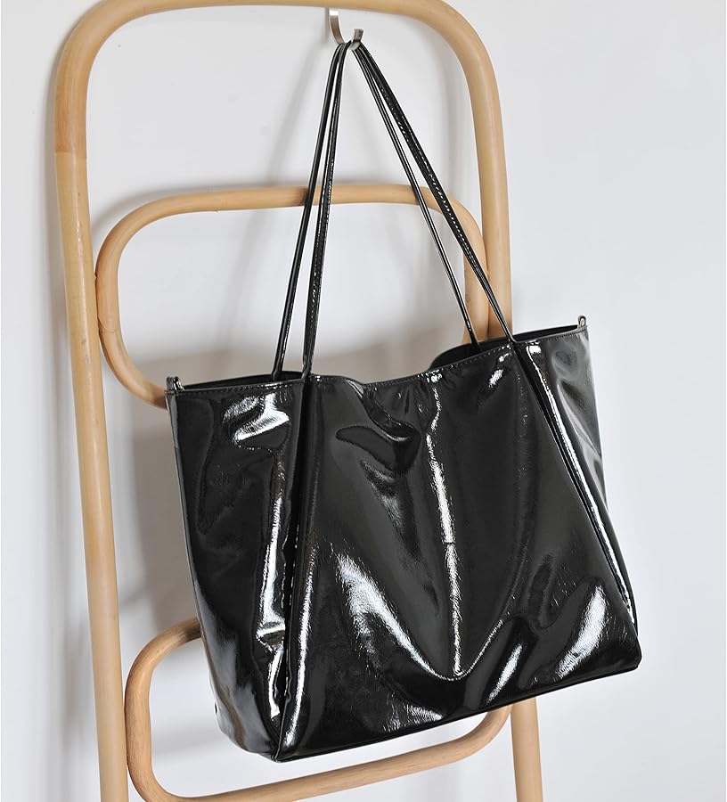 Patent leather tote bag black Clearance