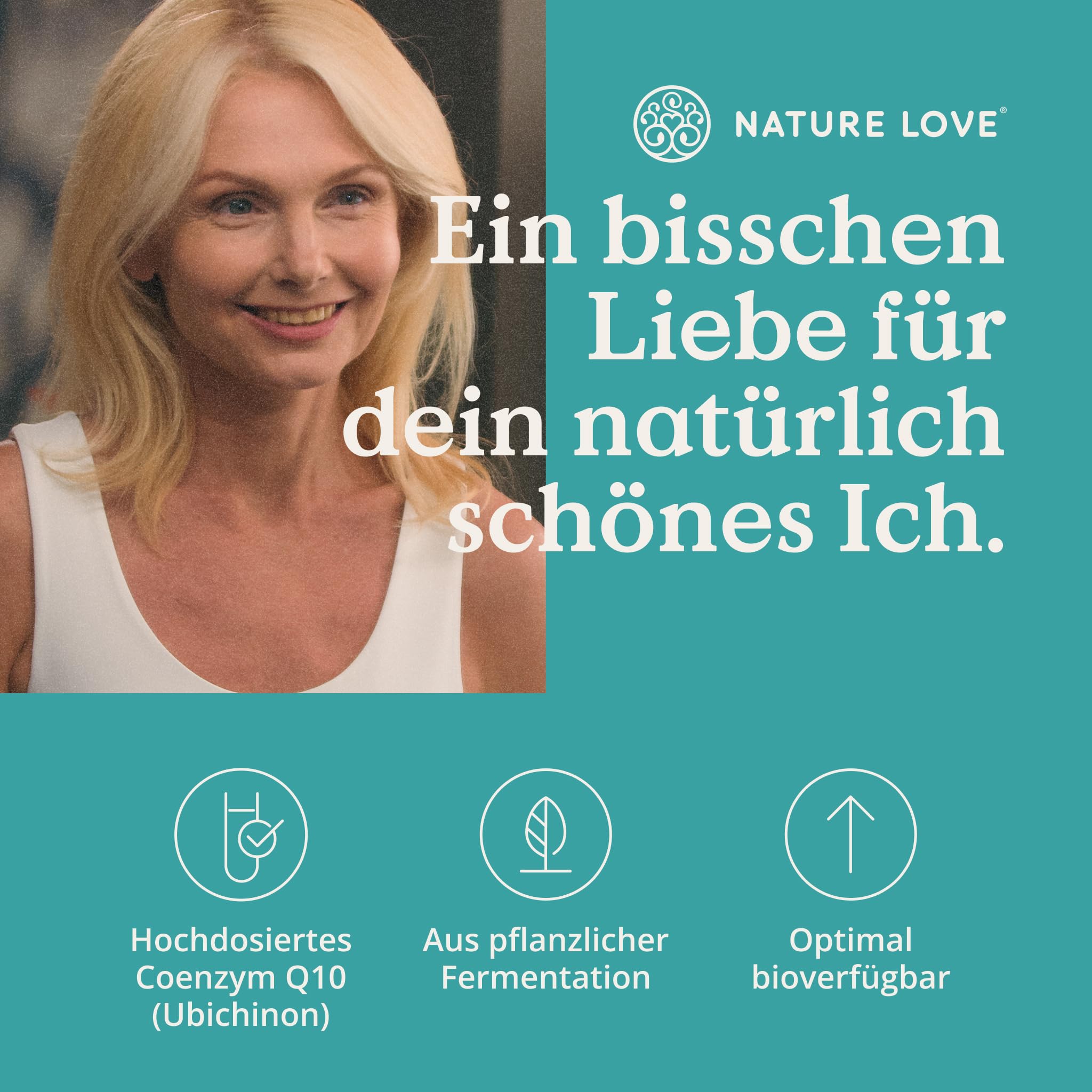 NATURE LOVE® Coenzym Q10 Hochdosiert - 200mg pro Kapsel - 120 vegane Kapseln im 4 Monatsvorrat - Aus pflanzlicher Fermentation - Hochdosiert & in Deutschland produziert