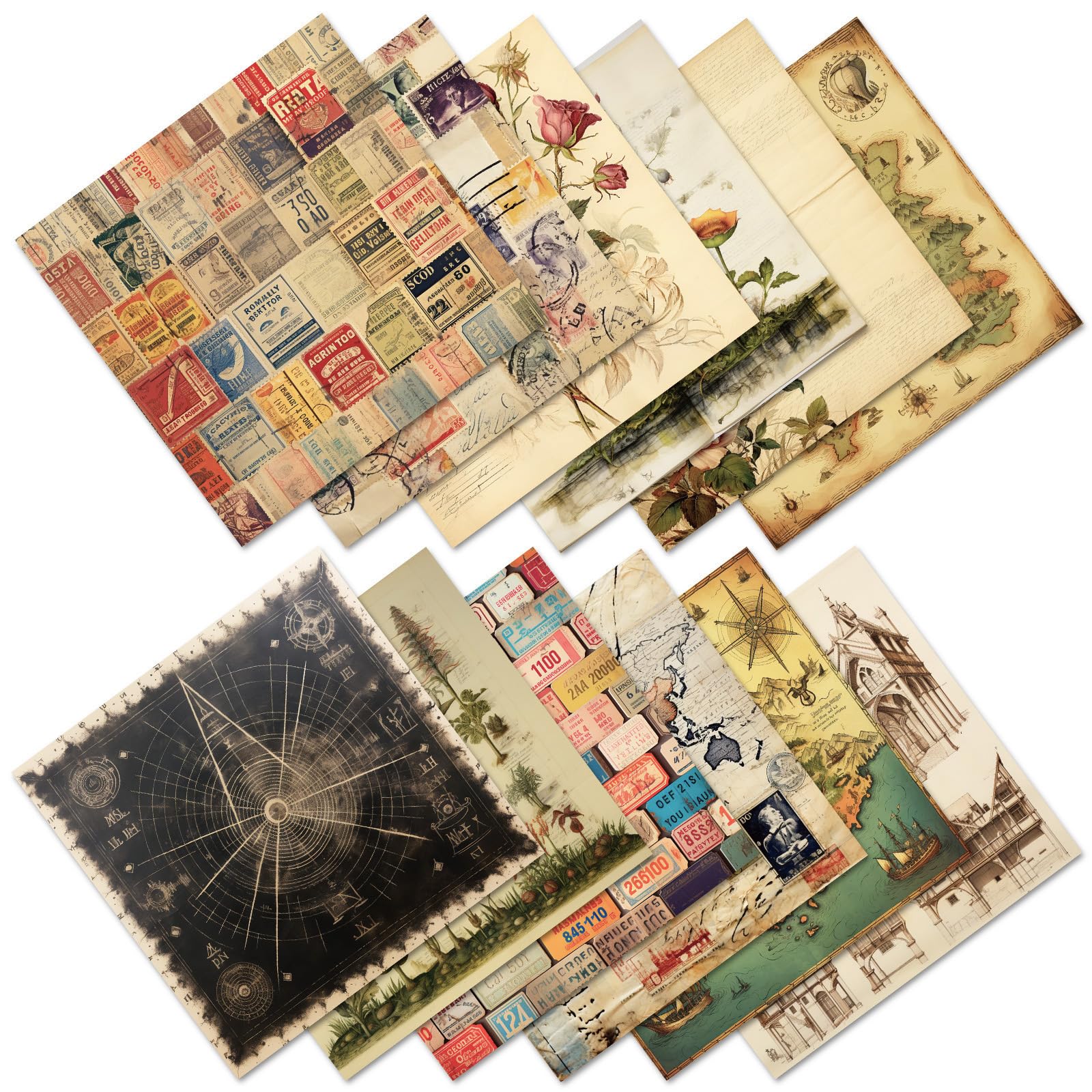 ヴィンテージカード【scrapbook】1950年代　コレクションファイル Vintage Circus Scrapbook Paper: | 8.5 x 8.5 inch | 40