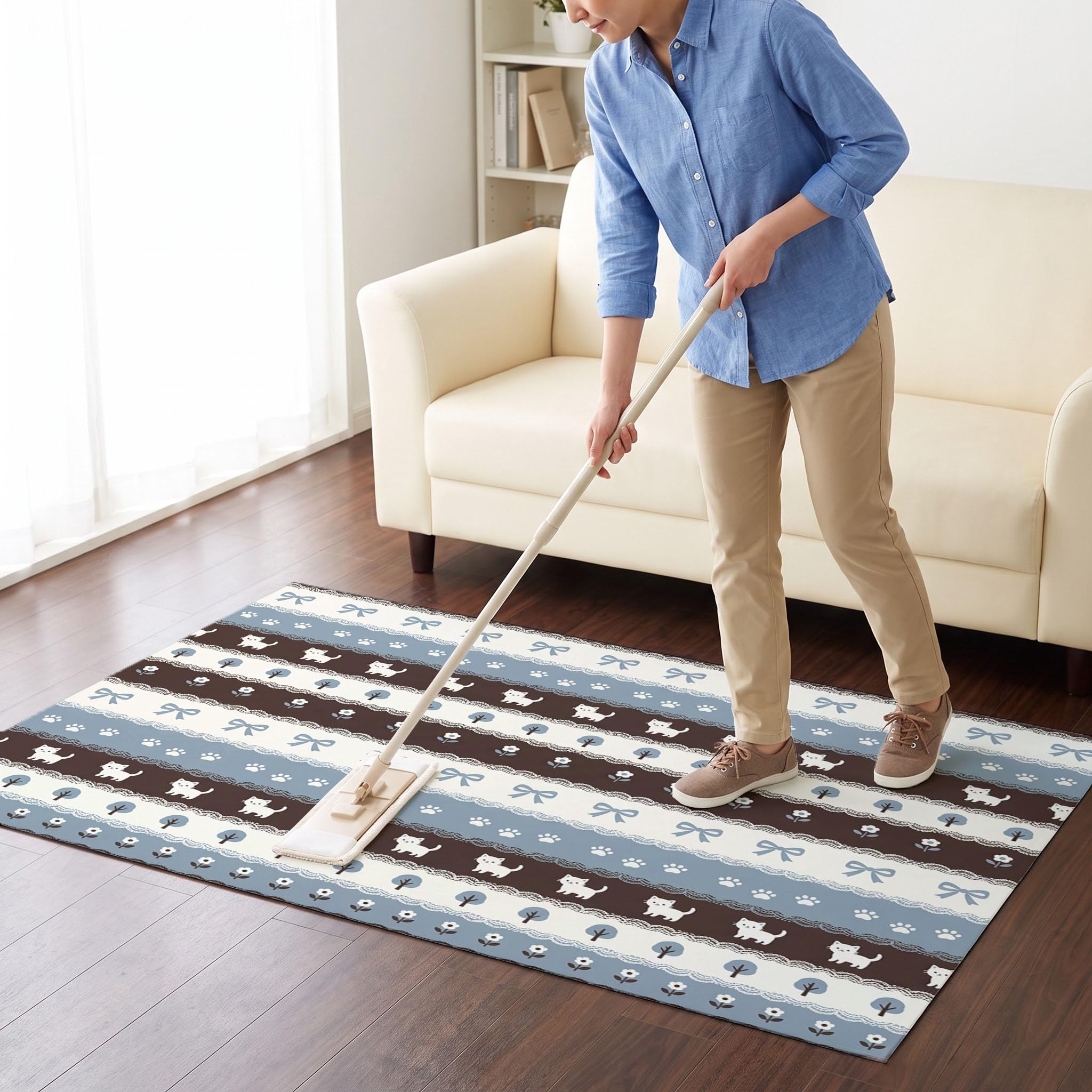 Bleu Clair Brumeux Rayures Coréennespaillasson Durable Et Antidérapant Retient L’Eau Et Les Saletés Facile À Nettoyerpaillasson Interieur80 X 120 Cm Tapis D'Entrée Antidérapant