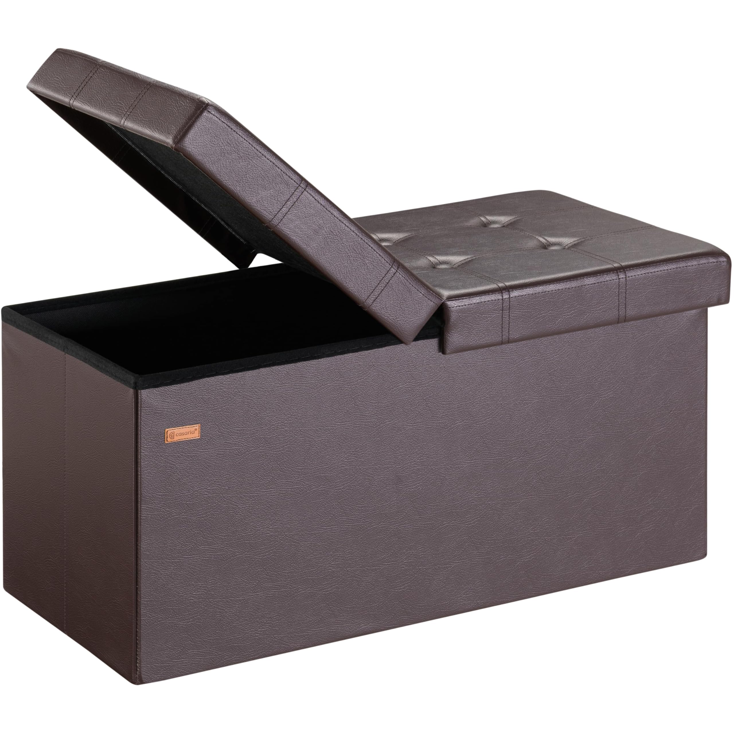 Casaria® Sitzbank mit Stauraum Faltbar Braun 80x40x40cm Gepolstert Deckel Kunstleder Schlafzimmer Wohnzimmer Flur Sitztruhe Truhenbank Polsterbank