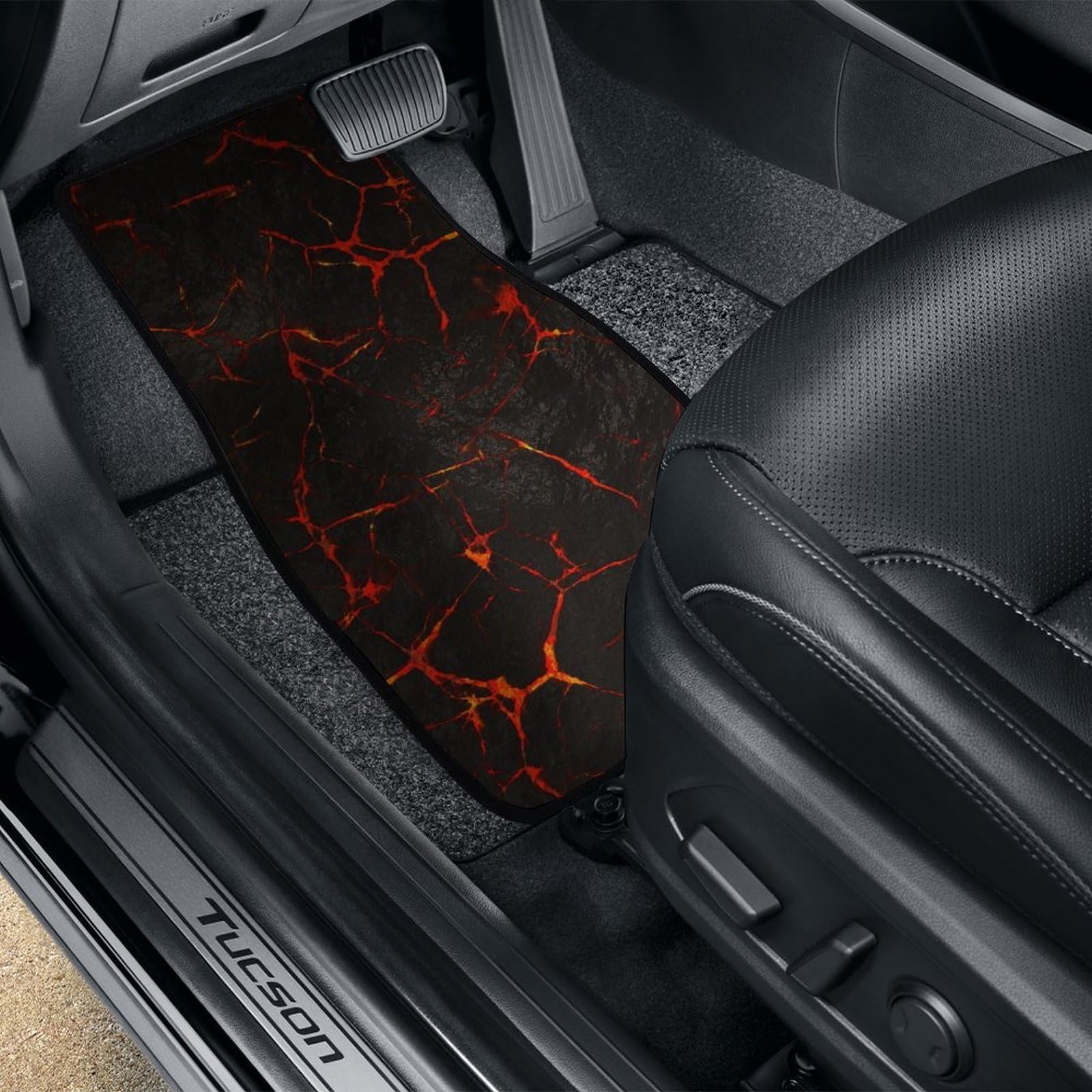 Autoteppiche 4er Set, Volcanic Lava Crack Auto Fußmatten Universal Fußmatten für Auto SUV LKW