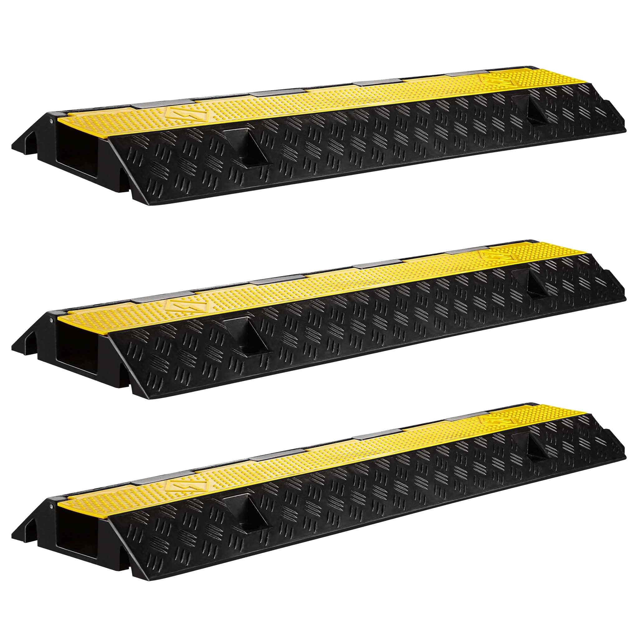Wiltec Most kablowy 98 x 26 x 6,5 cm w zestawie 3 sztuk, najazd progowy o nośności do 15 t, pomost kablowy ochronny do 30 km/h, osłona przewodów wykonana z polipropylenu i gumy