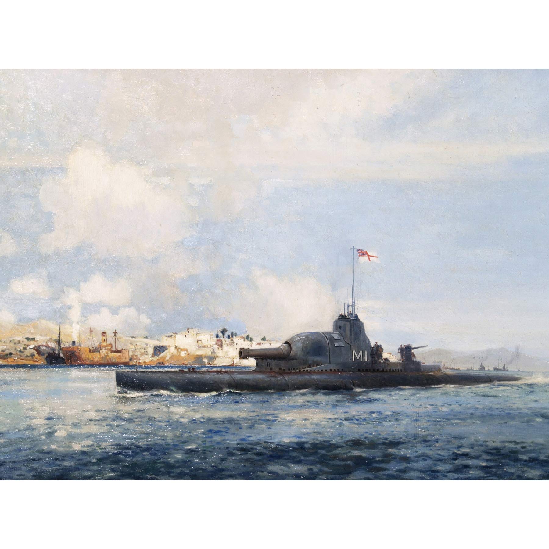 Fine Art Prints Mason HM Submarine M1 Sedd-el-bahr WWI Painting Large Wall Poster Thick Paper 18X24 Inch