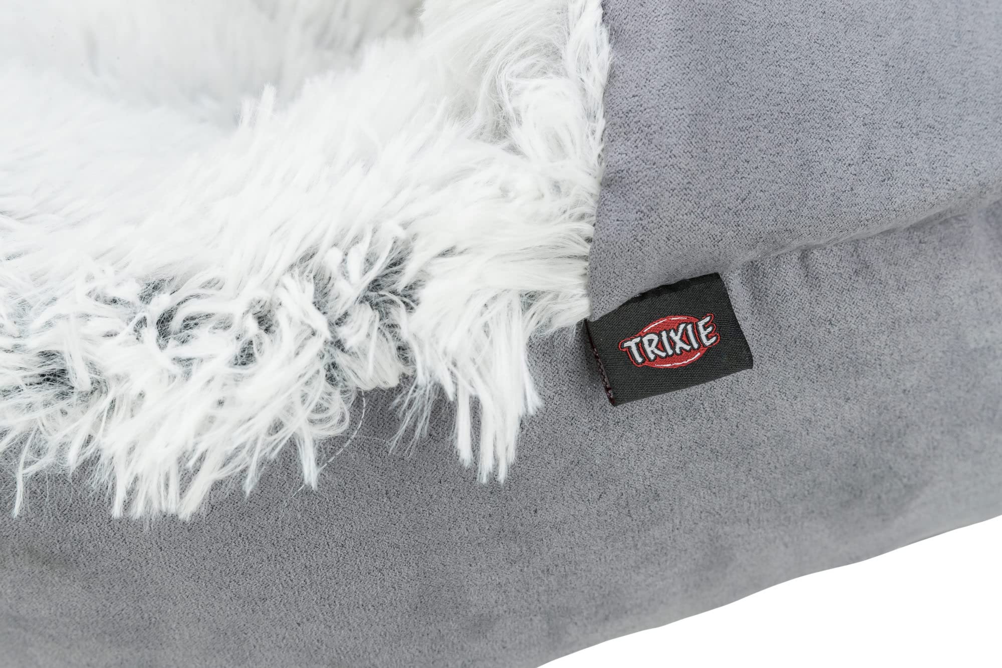 TRIXIE Höhlenbett Harvey Rund 55 Cm – Kuscheliges Hundebett Mit Integriertem Kissen, Grau/weiß-schwarz