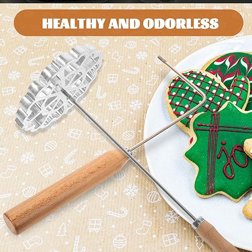 Miniatura 7 de MAGICLULU Molde de aluminio para gofres, moldes para bunuelos con mango de madera, antiadherente, para hacer bunuelos de flores, cuchara, molde para