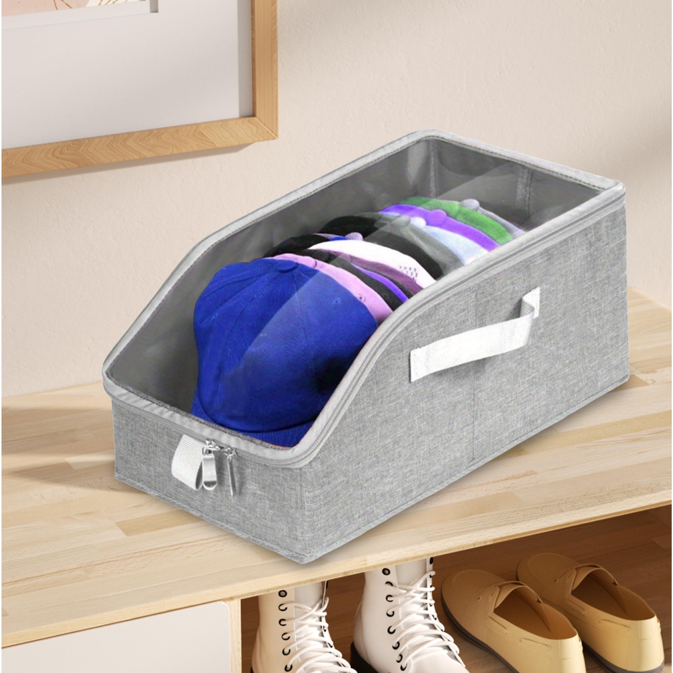 2 supporti impilabili per cappelli da baseball, con finestra trasparente, può contenere fino a 24 tappi organizer per cappelli da baseball, cappelli, 37,6 x 23,6 x 17,5 cm