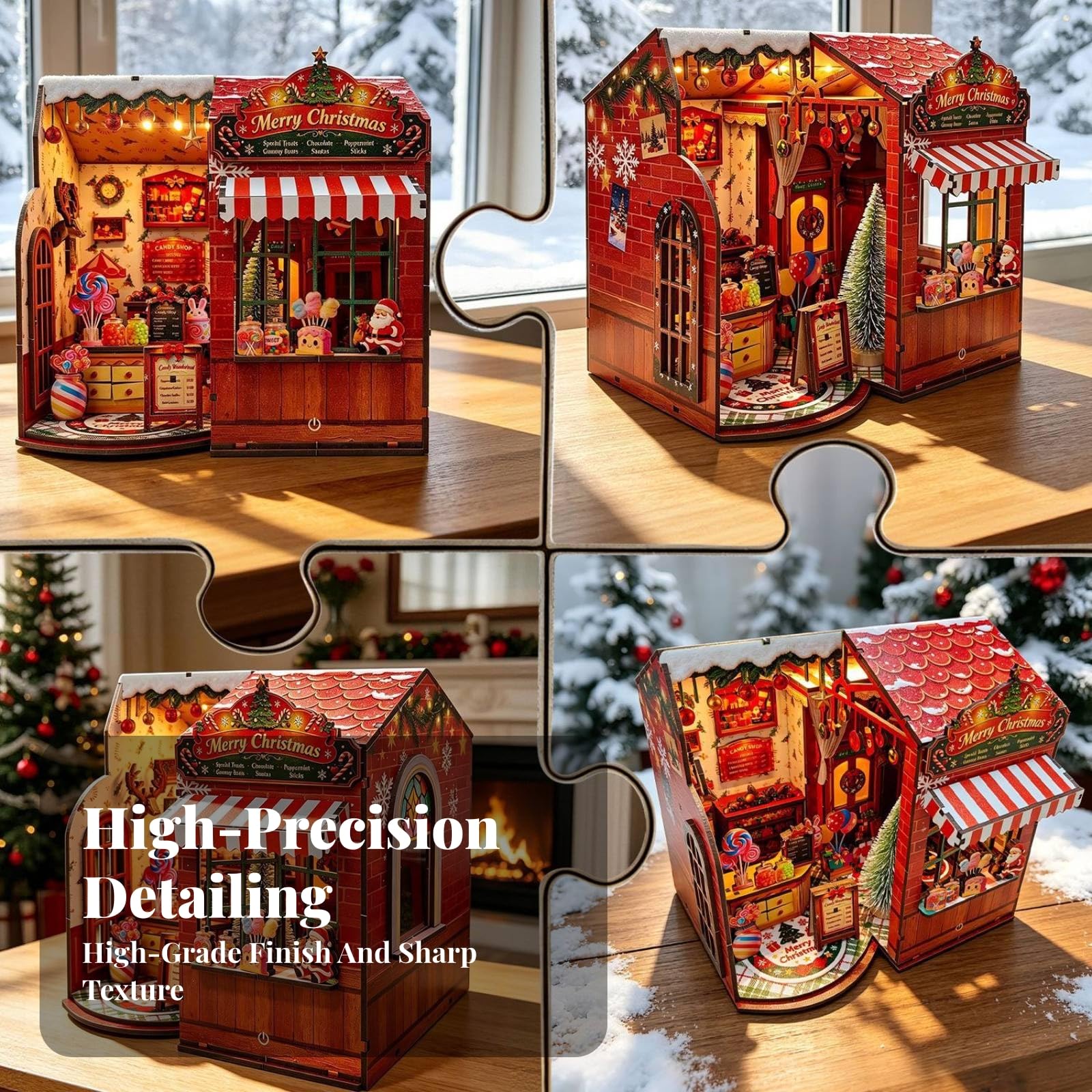 Casa Muñecas con Luces a Mano | Diseño Naviño Festivo, Casa Muñecas 3D Bricolaje
