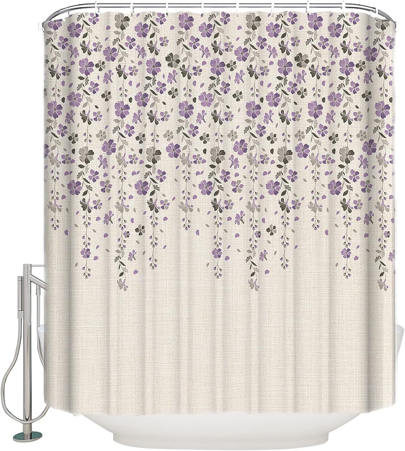 ARTtikke Waterproof Fabric Shower Curtain with Hooks Purple