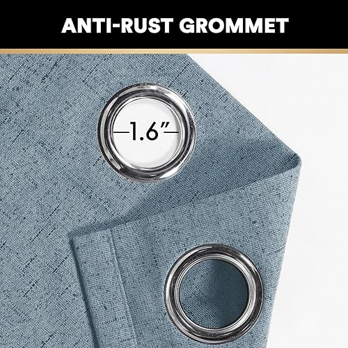 Miniatura 157 de PrinceDeco Cortinas opacas 100% para dormitorio, cortina de lino para puerta corrediza de cristal, cortinas opacas extra anchas con ojales Arena