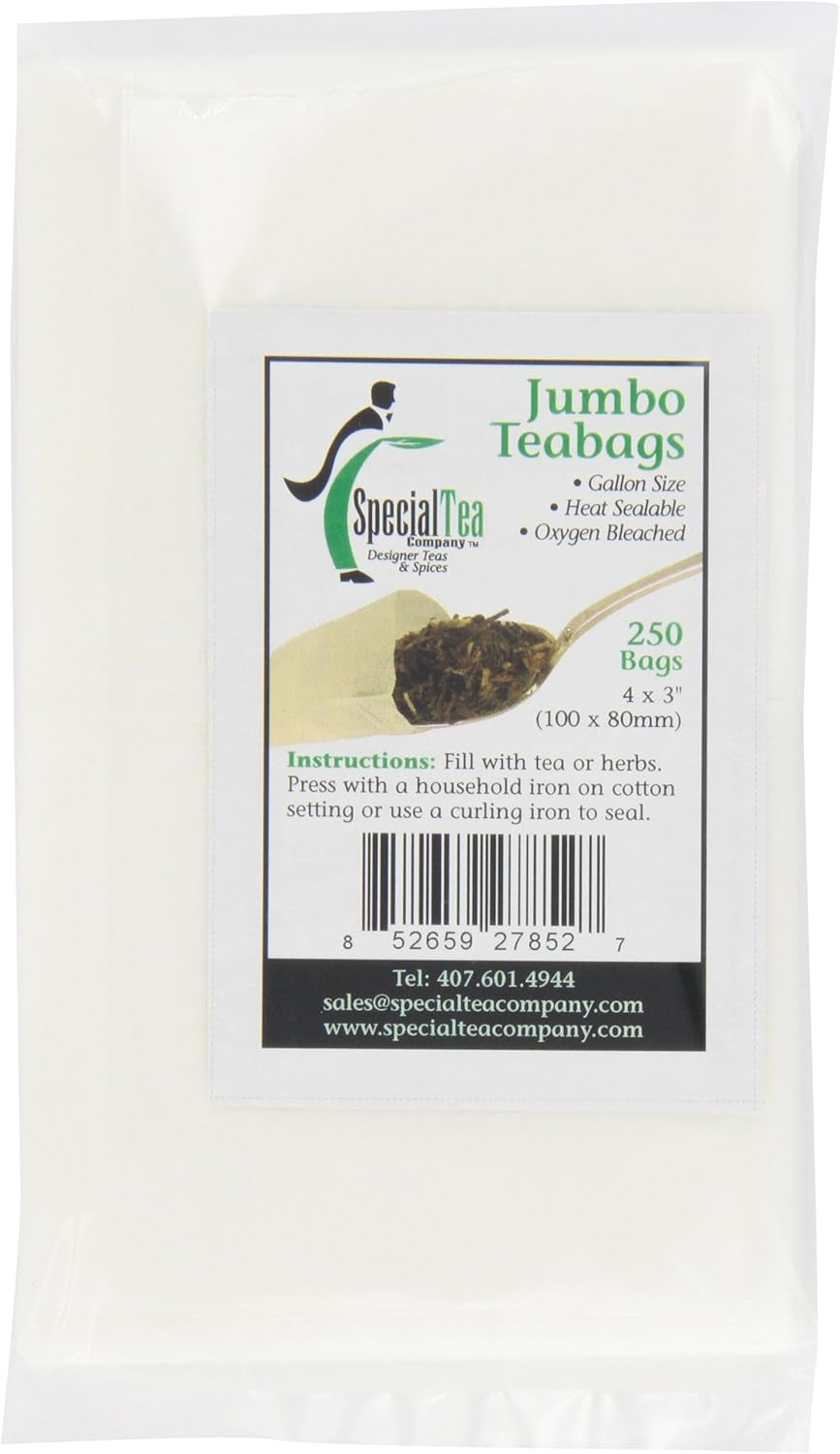 Special Tea Company 4 by 3-Inch 250-Piece Empty Tea/Herb Bags, Jumbo