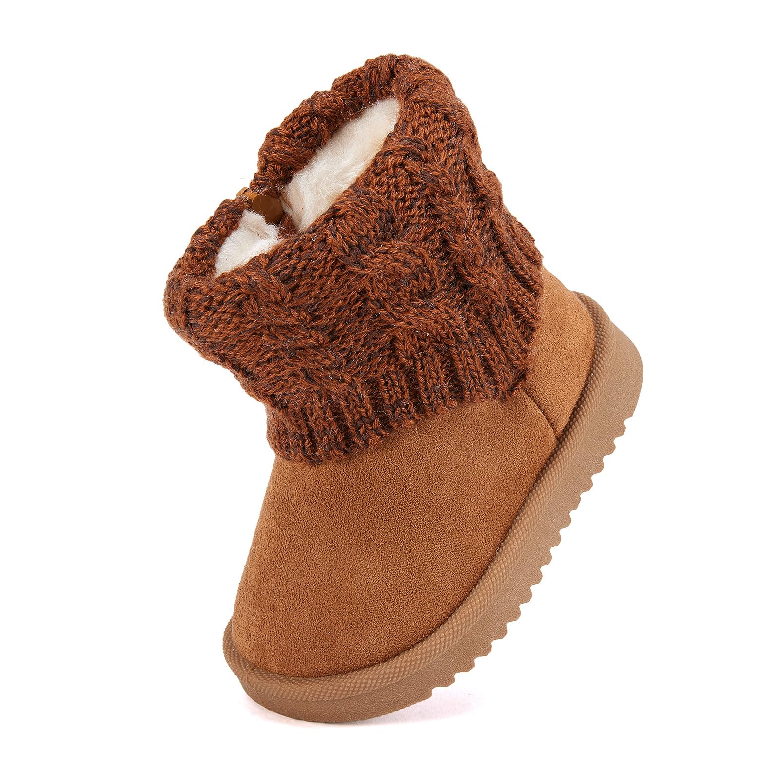 BMCiTYBM Baby Snow Boots Boy Girl Winter Boots Infant Nonslip Lightweight Outdoor Warm Shoes for Cold Weather 6 9 12 18 24 Months Brown Size 5 Toddler