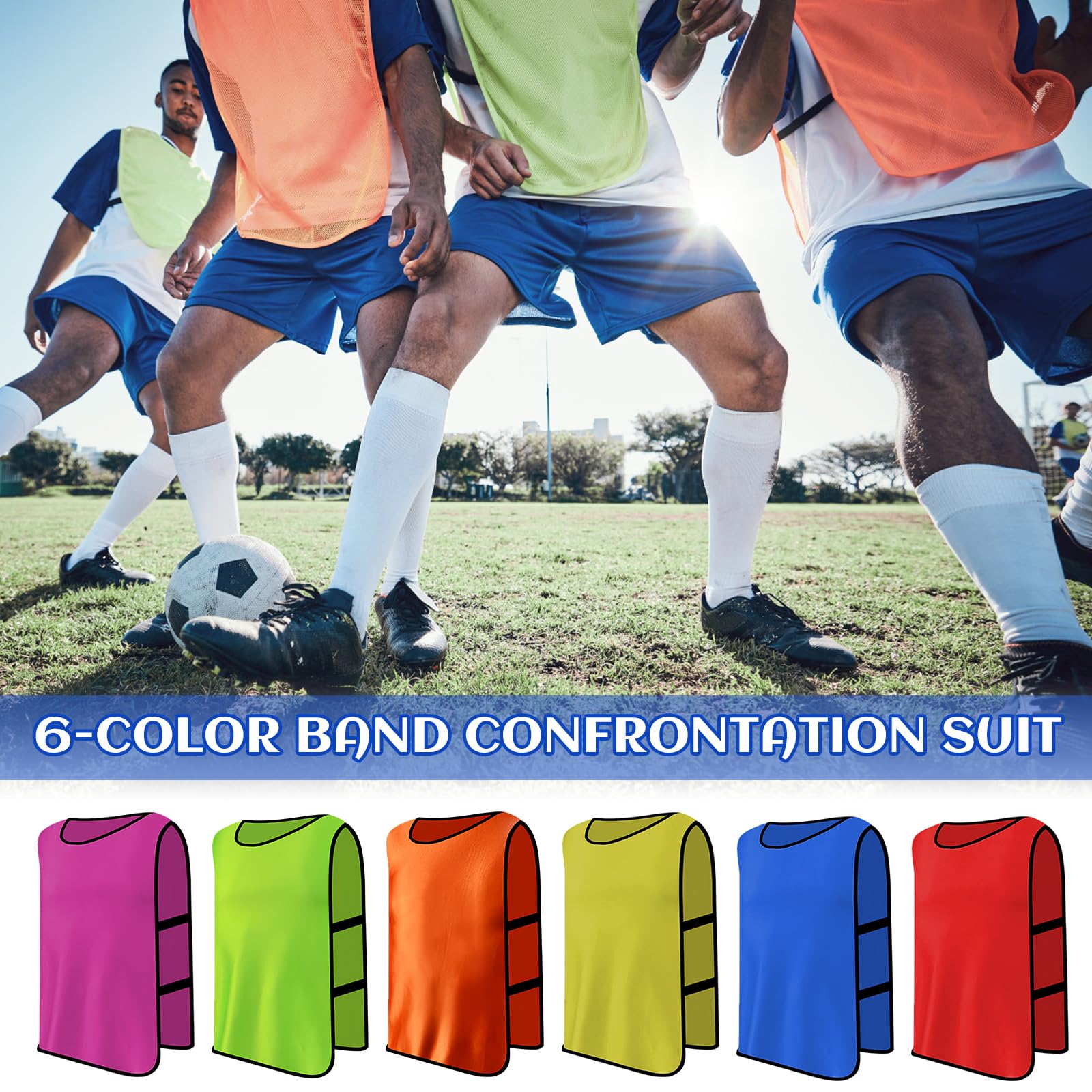 6 Pack Chasuble de Football, Gilet Adultes Maillots, Entraînement Sport, Homme, Training Gilets pour Basket, Football, Taille XL