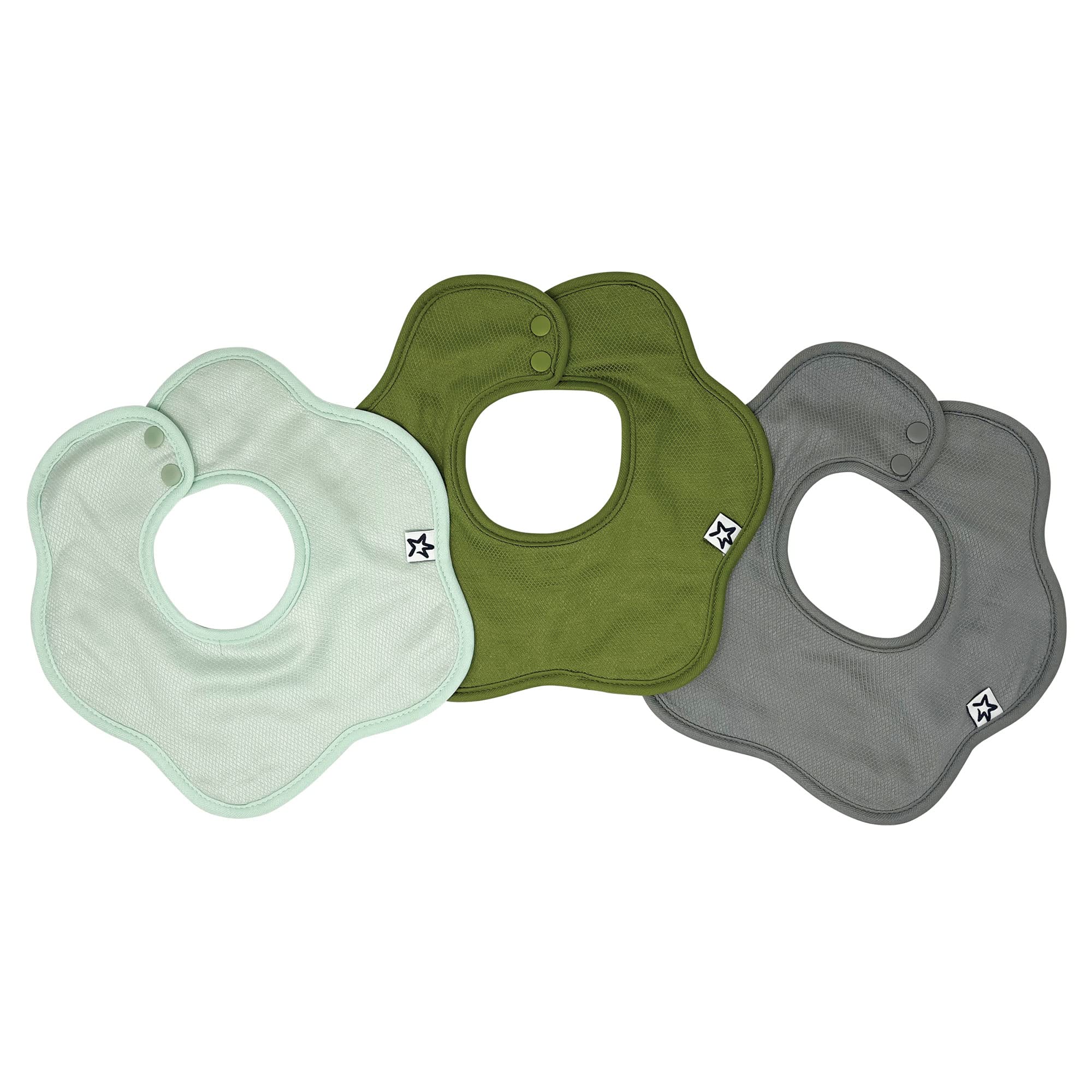 Tiny Twinkle Roundabout Drool Bibs 3 Pack - 360 Rotating Waterproof and Absorbent Teething Baby Bibs (Boy Set Sage 3-Pack)