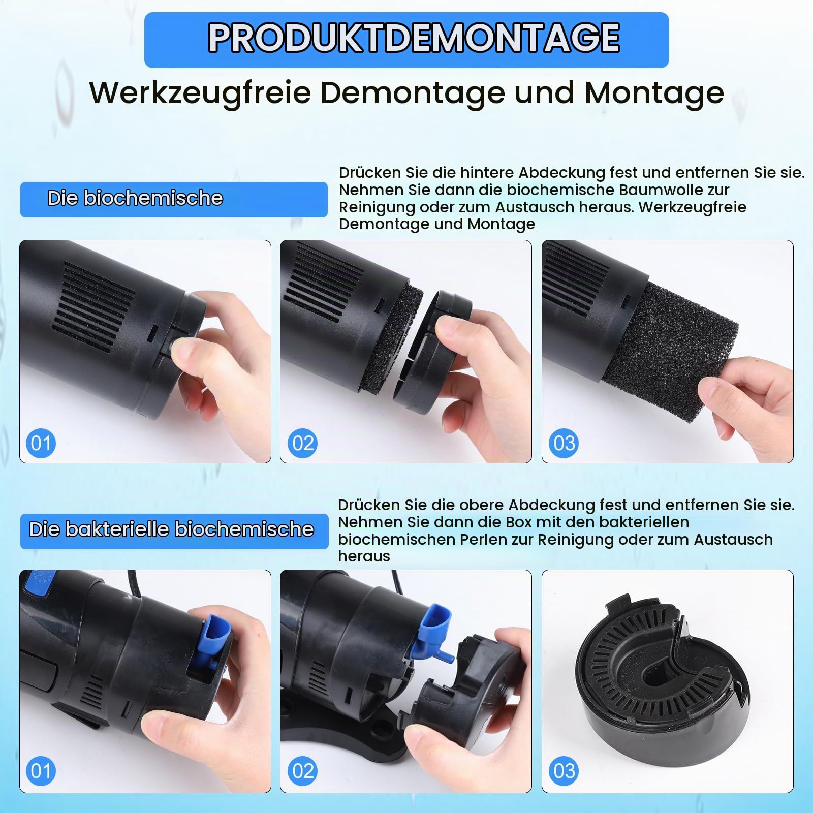 EXLECO 4 in 1 Aquarium 700L/H 20W Filter mit 9W UV Lampe UVC Klärer | Inennfilter, Aquariumfilter für Tank 150-300L, Aquarien Filterpumpe Skimmer Schwammfilter für Aquarien Filtermaterial