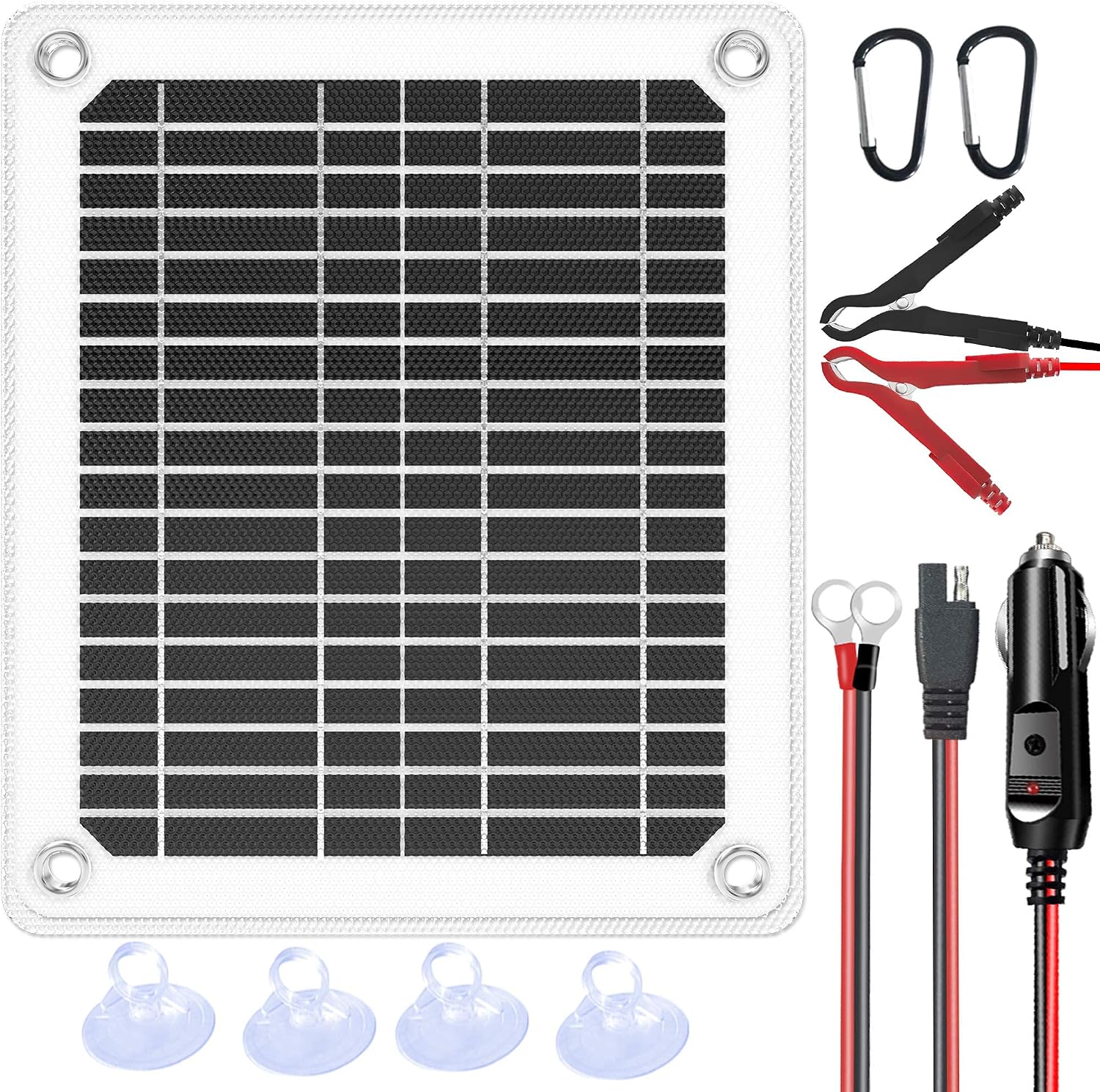 Amazon.com: SUNAPEX 5W 12V Portable Solar Battery Charger & Maintainer ...