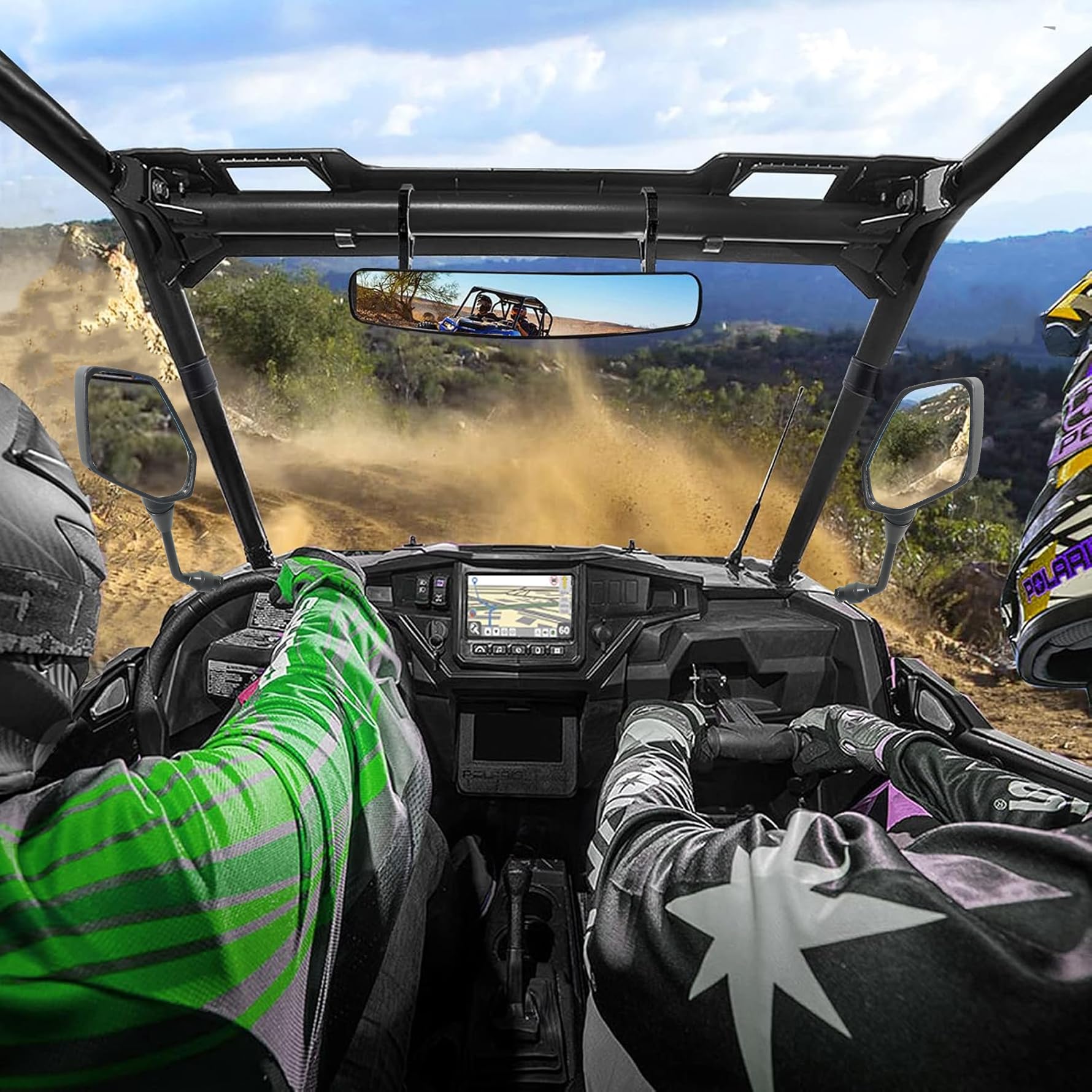 Coppia Specchietti Retrovisivi Universali Tondi Neri Per Polaris Sportsman 400-570