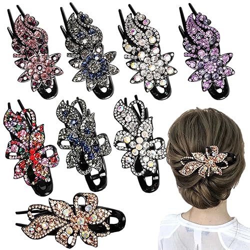 Pinza para el cabello, 8 piezas de accesorios para el cabello con diamantes de imitación brillantes para mujer, pinzas decorativas de moda para