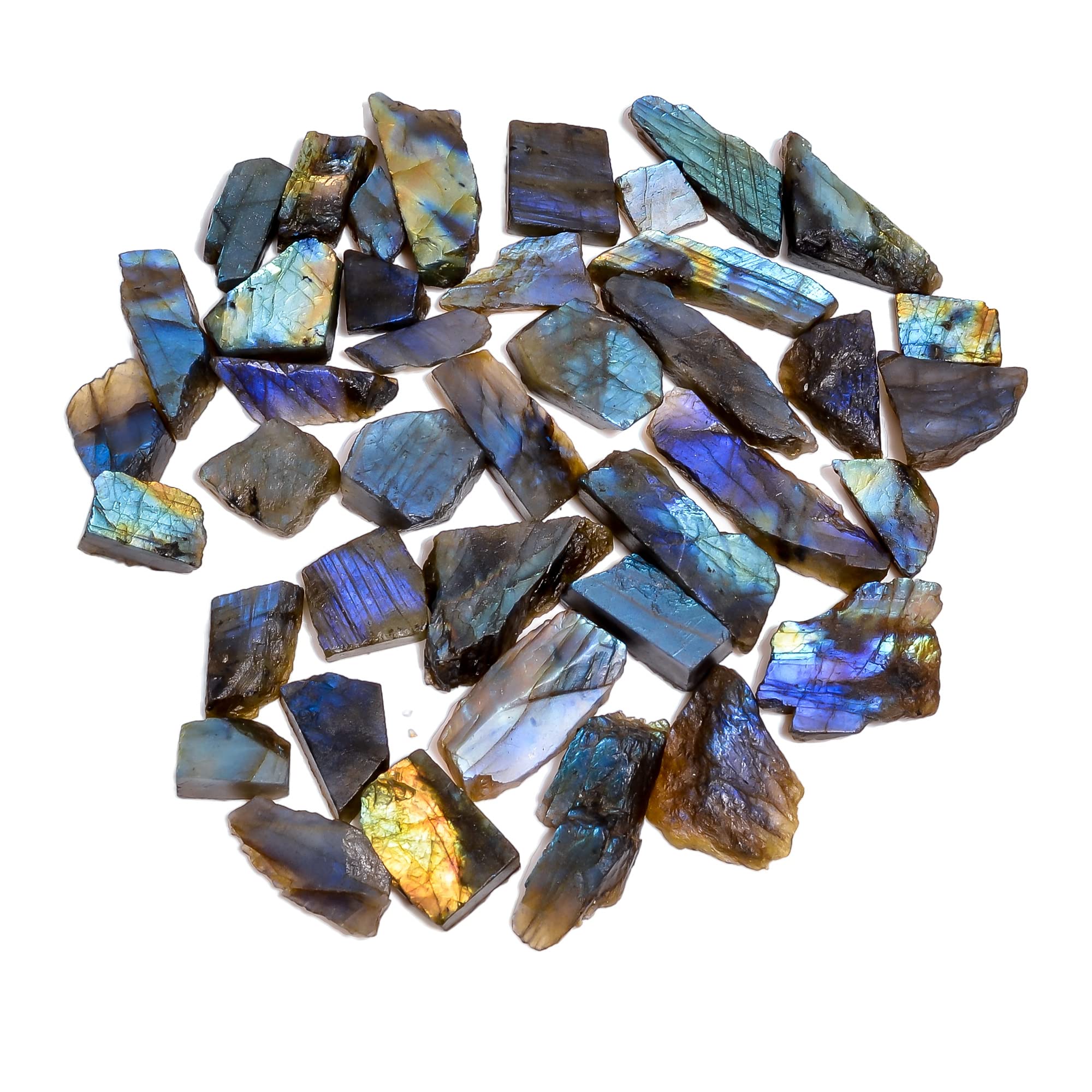 GEMKORA™ 100 carats Natural Raw Labradorite Rough Gemstone Lot for Jewelry Making, Loose Crystals Supply, DIY, Wire Wrapping, Healing Stones, Wholesale Bulk Stones