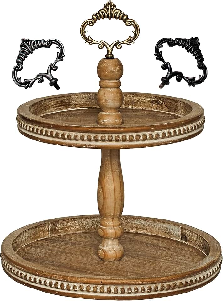 wooden tiered stand