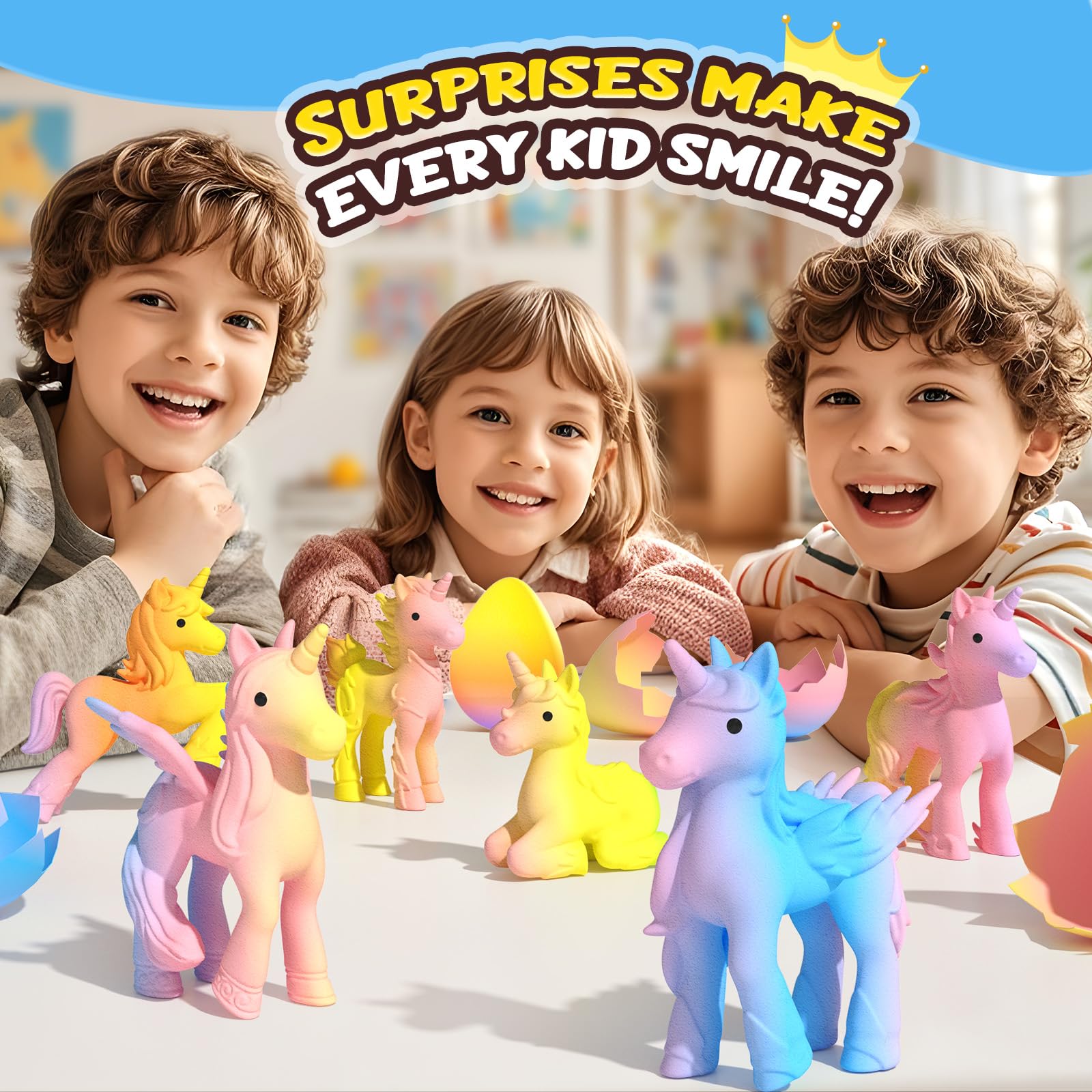Coodoo Unicorn Hatching Rainbow Eggs for Kids - 6 Pack Unicorn Toys Craft Kits for Boys & Girls, Birthday Easter Basket Stuffers Crafts Gift for Kids 3+ Year Old - Girl Gifts for Ages 3 4 5 6 7 8