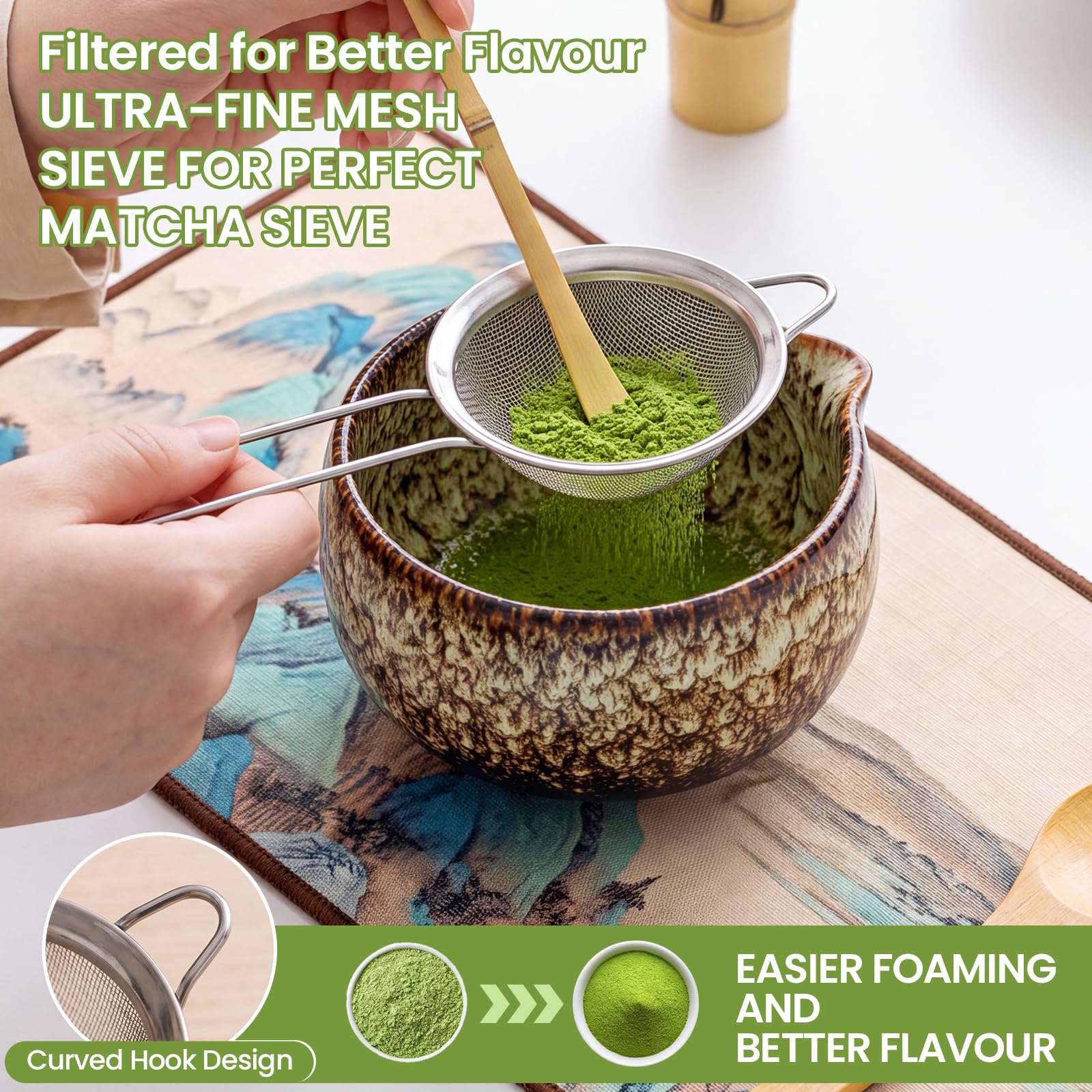 Matcha-Schneebesen-Set (ofentransformiertes Braun), 8-teilig