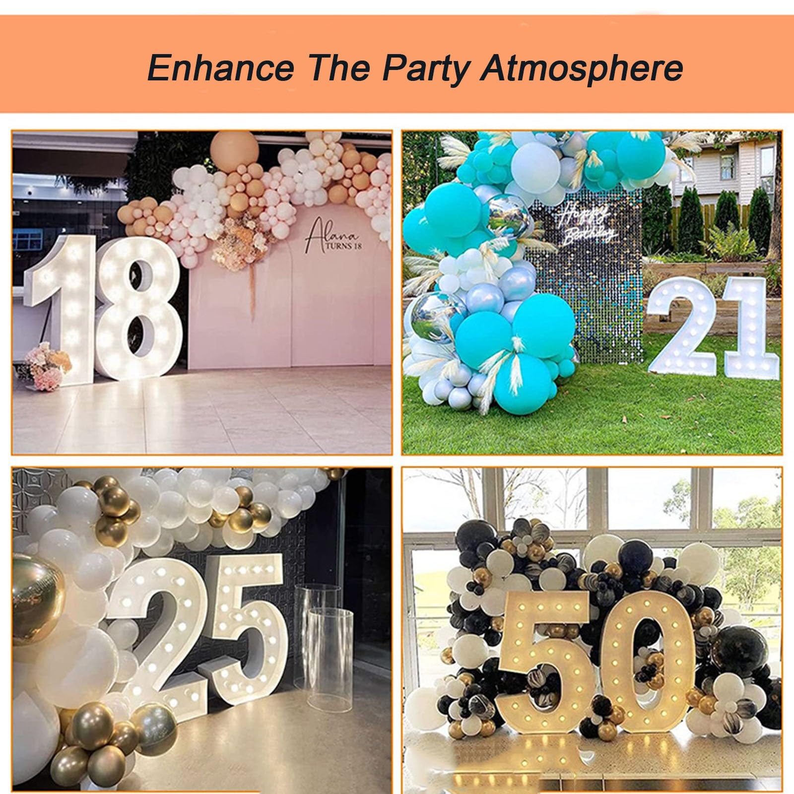 Chiffres Lumineux de Chapiteau 70CM/100cm/120CM, Numéros de Mosaïque en Mousse KT avec Ampoule LED, Kit de Bricolage pour Décoration d'Anniversaire