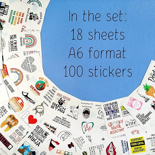 Miniatura 2 de BulbaCraft 100 accesorios de asistente dental, calcomanías para asistente dental y calcomanías para botellas de agua, regalos para mujeres y hombres