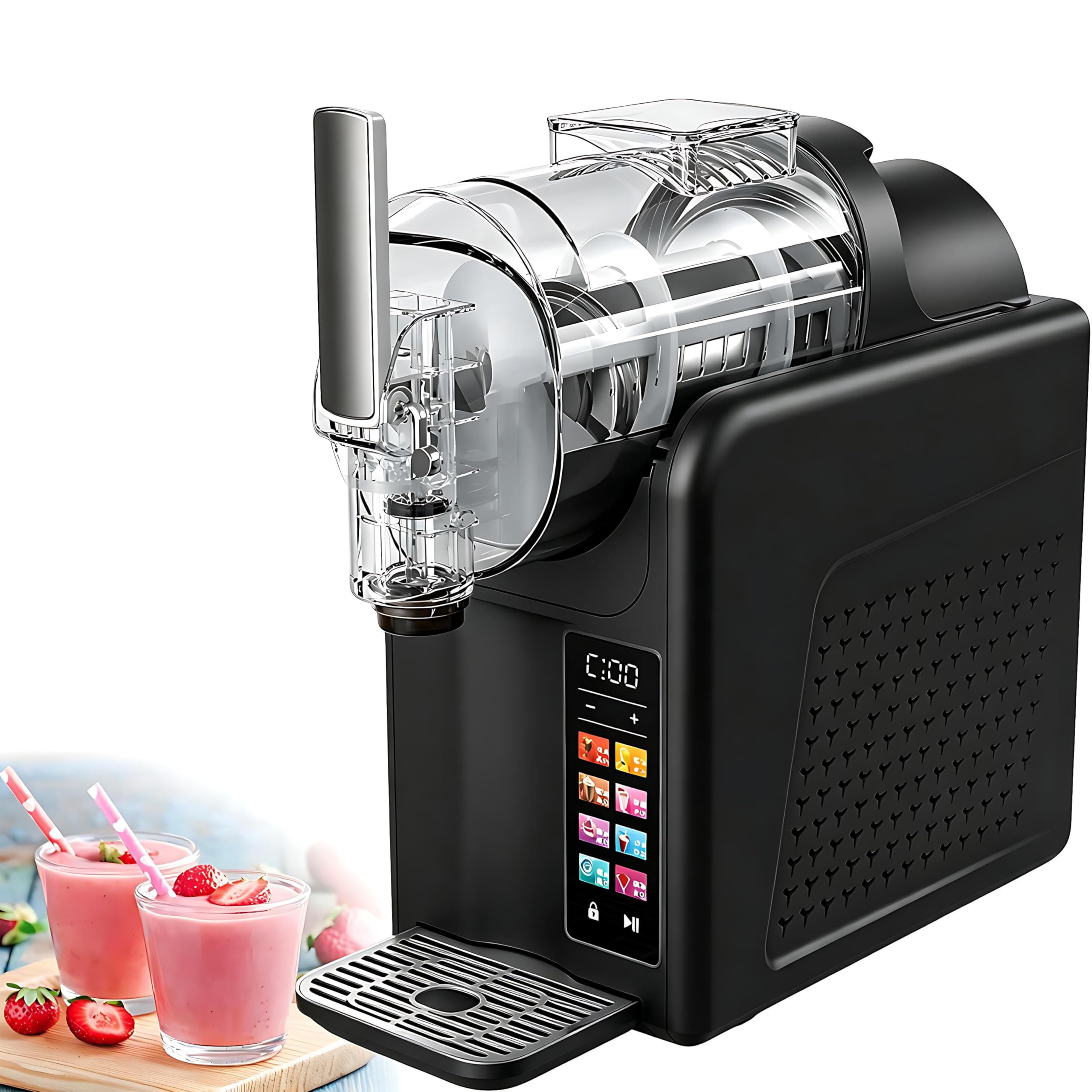 QIUNAOZI Slushie Maker Machine 185w, 7-in-1 Slushy Maker 2L, 360° Stirring, 7 Preset Modes, Adjustable Hardness And Temperature, With Safety Lock, for Chilled Drinks, Milkshakes, Sorbets Black