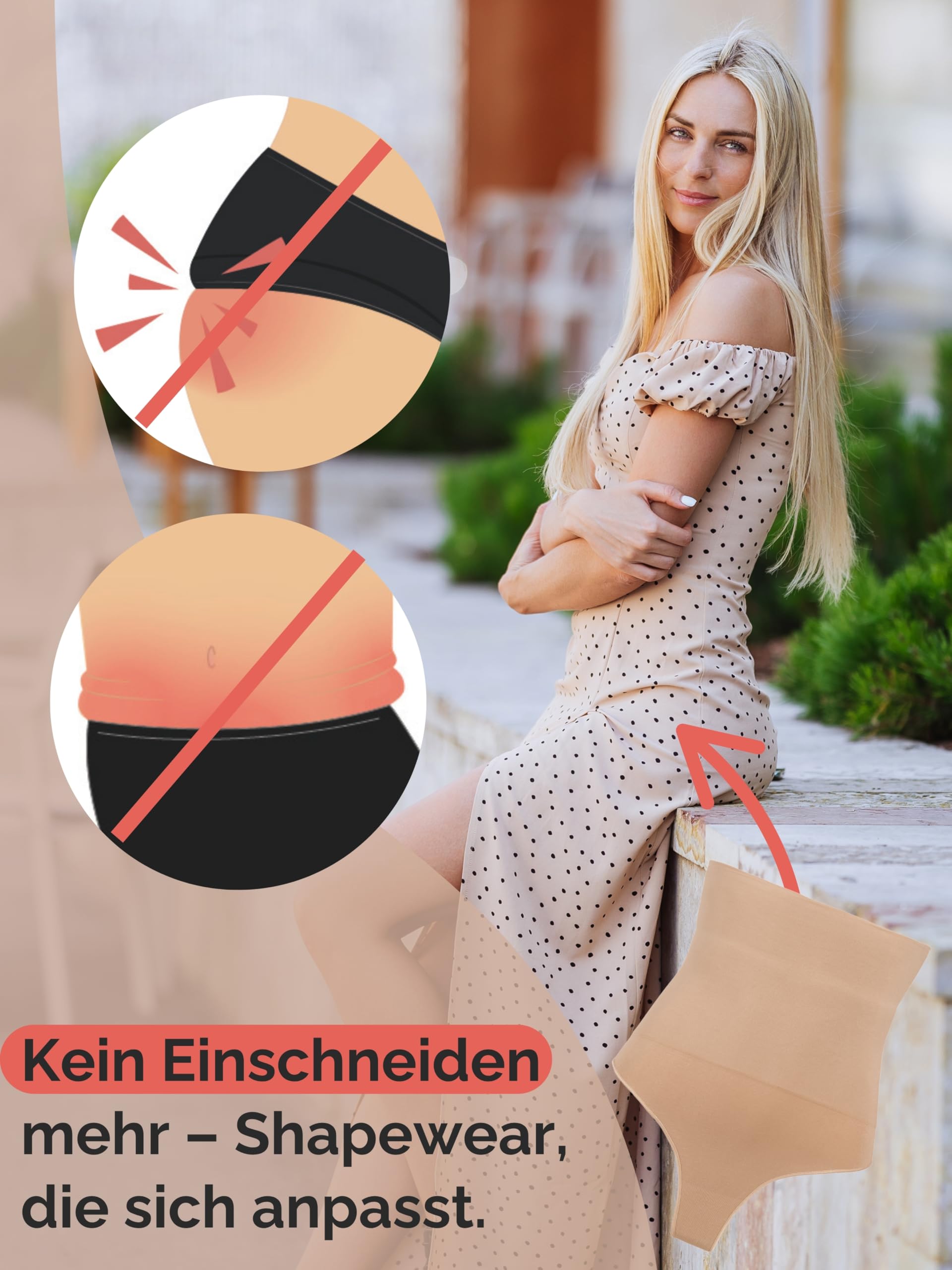 TONEST Shapewear Damen - Bauchweg Shaping-String - High Waist - Figurformend - Shape-Unterwäsche - Miederstring - hohe Taille - 1000-MS-CC