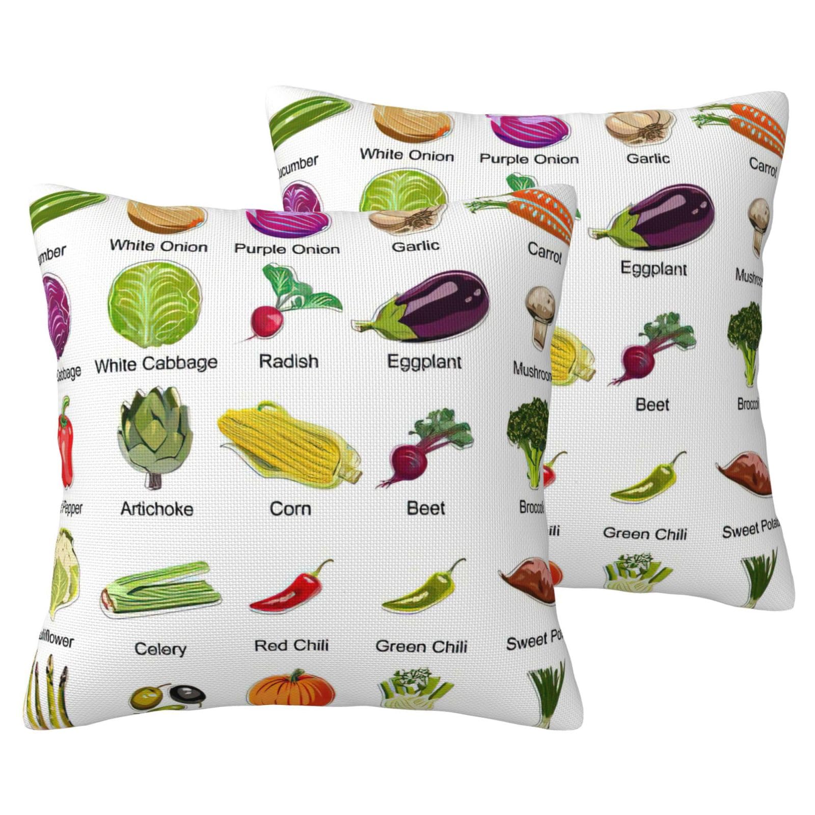 Housses de coussin légumes EdWal (lot de 2) pour canapé et lit